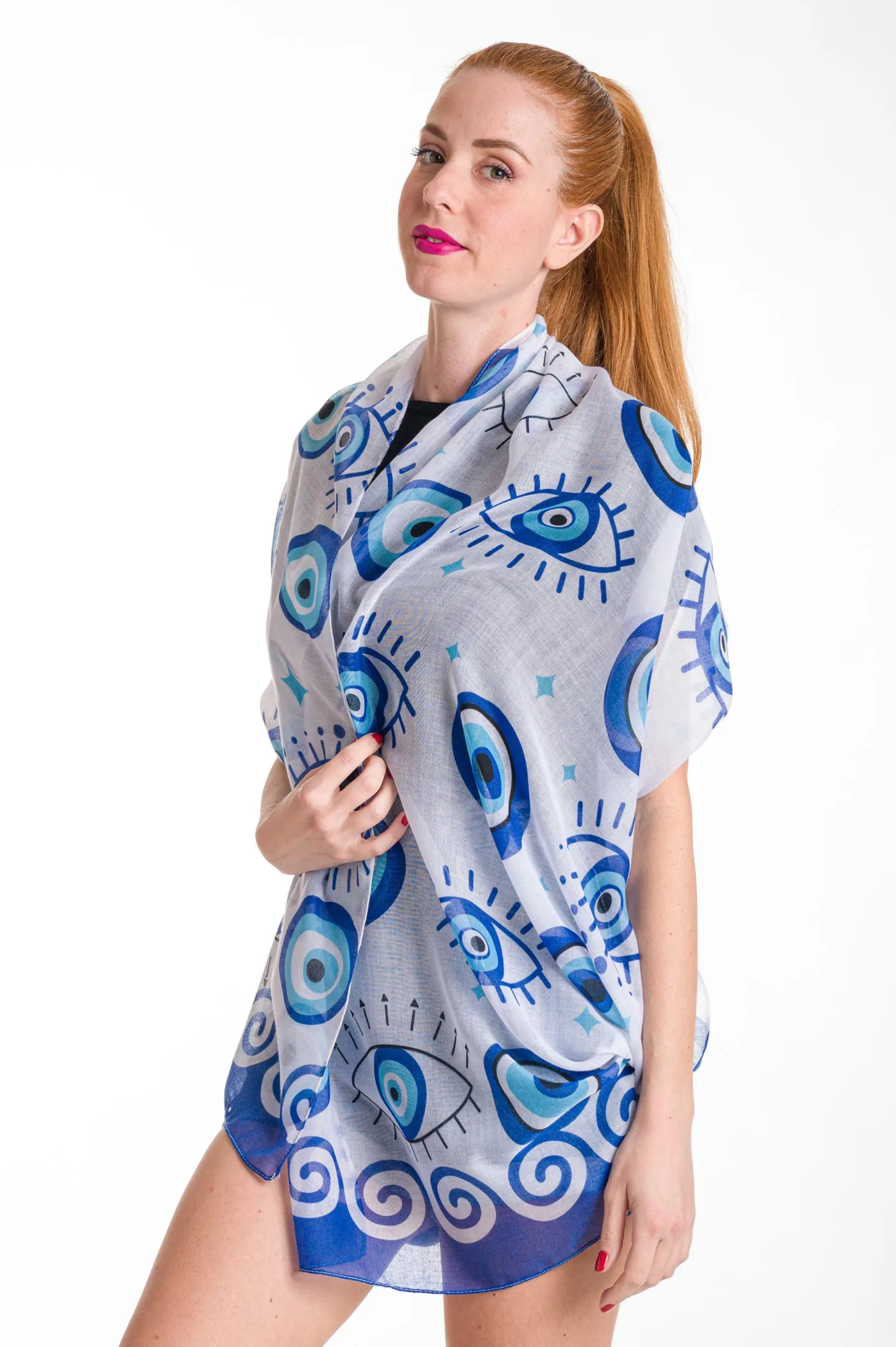 Φουλαρι βισκοζ εμπριμε ματι - Άσπρο resort wear προϊόν για καλοκαιρινές resort εμφανίσεις
