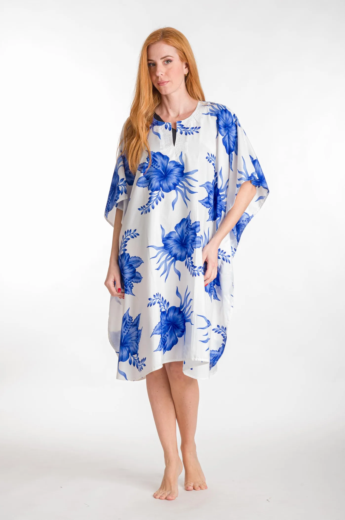 Καφτανι 3/4 mmf silk touch - Άσπρο;Μπλέ καφτάνι παραλίας για καλοκαιρινές resort εμφανίσεις