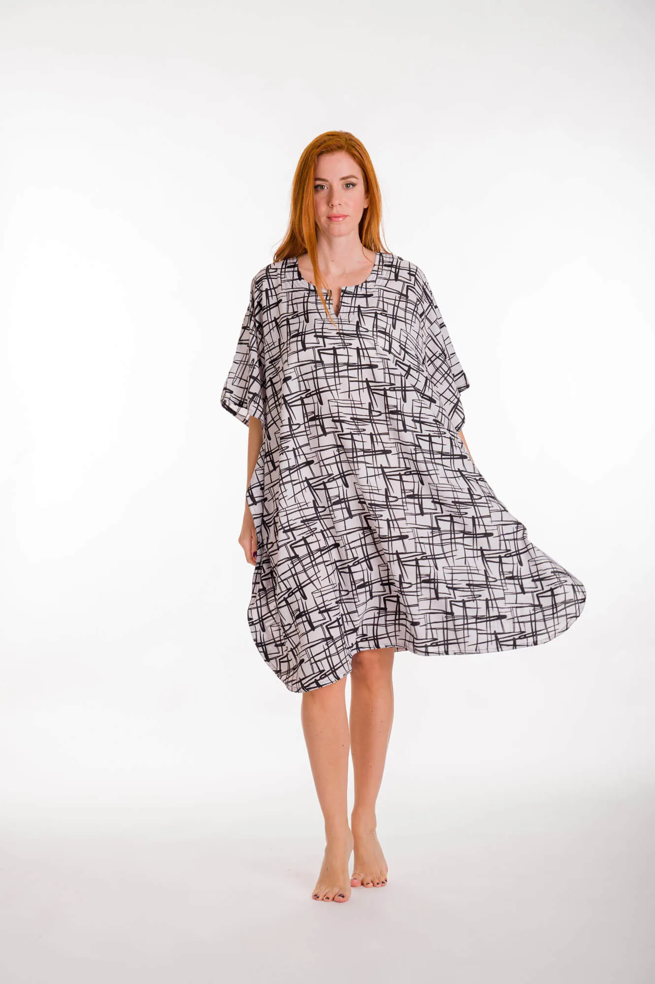 Καφτανι 3/4 mmf silk touch - Ασπρόμαυρο καφτάνι παραλίας για καλοκαιρινές resort εμφανίσεις