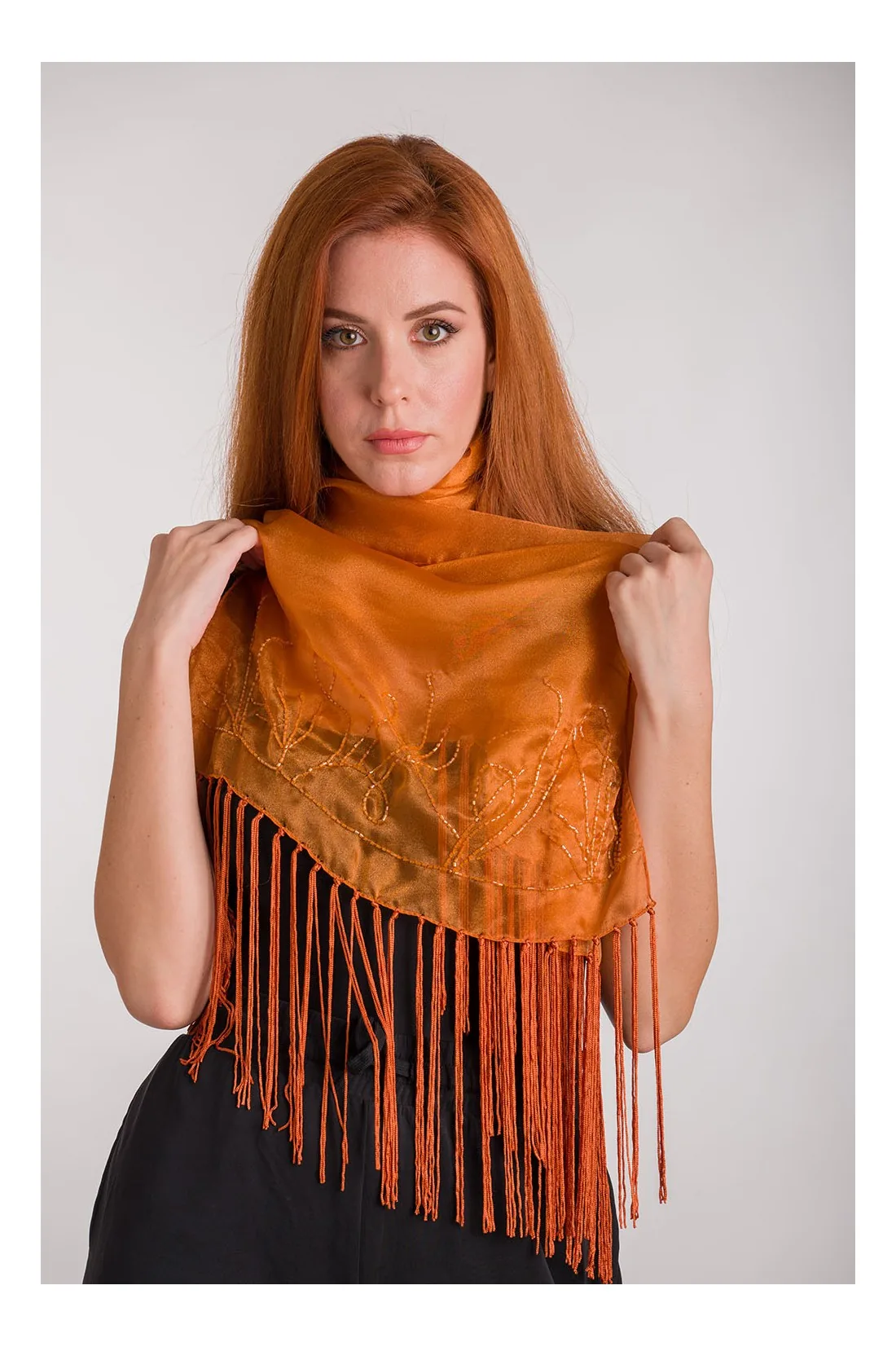 Εσαρπα μεταλιζε με κεντημα - Bronze resort wear προϊόν για καλοκαιρινές resort εμφανίσεις