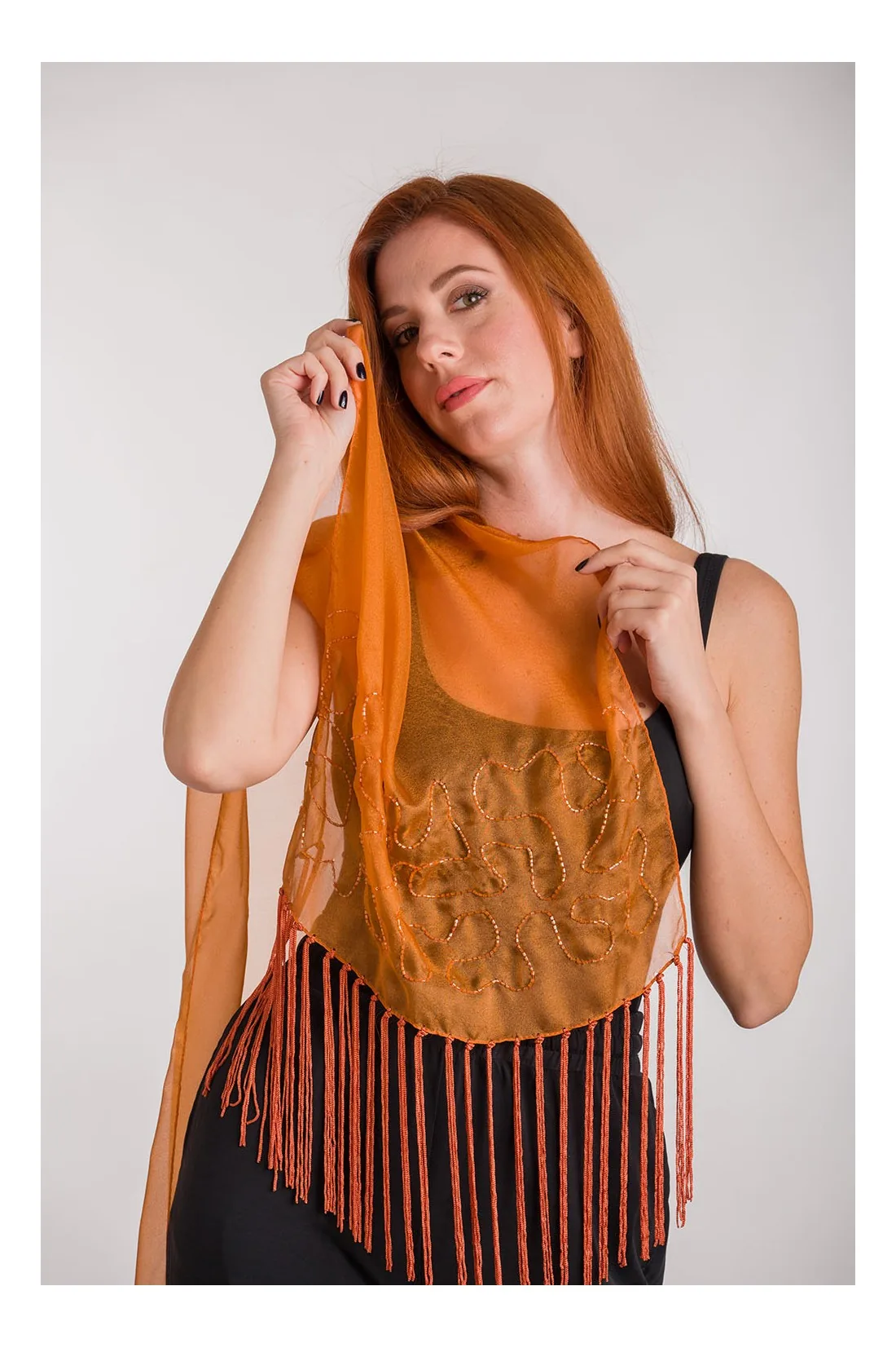 Εσαρπα μεταλιζε με κεντημα - Bronze resort wear προϊόν για καλοκαιρινές resort εμφανίσεις