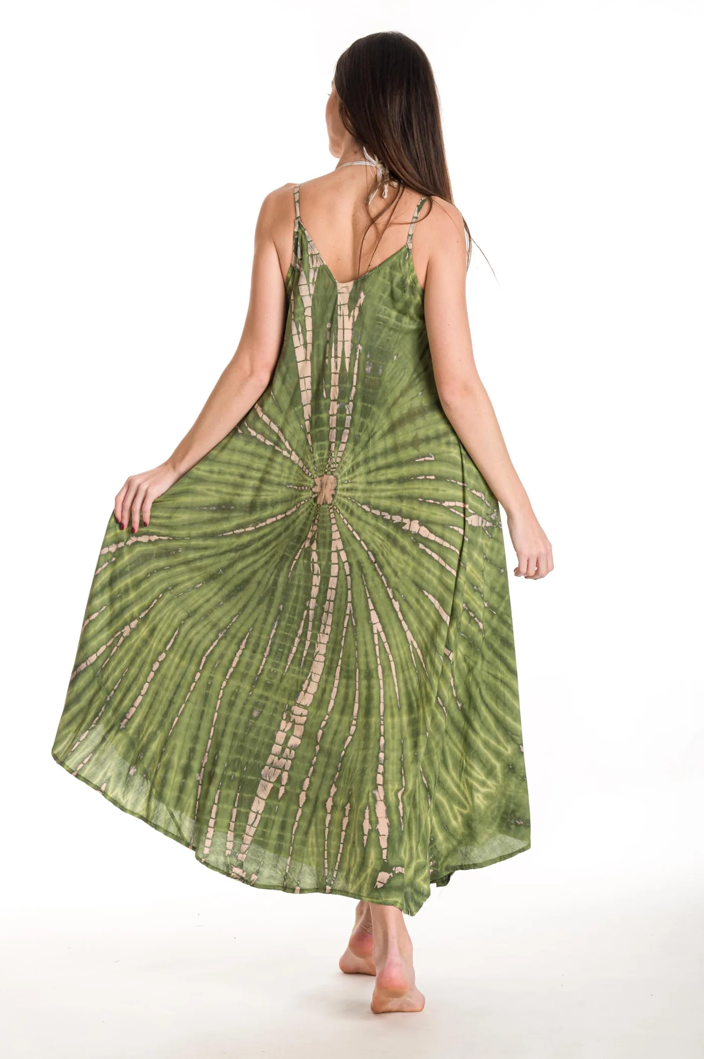 Φορεμα αμανικο μακρυ viscose tie dye - καφτάνια-παρεό - kaftania.gr - Χακί φόρεμα παραλίας για καλοκαιρινές resort εμφανίσεις