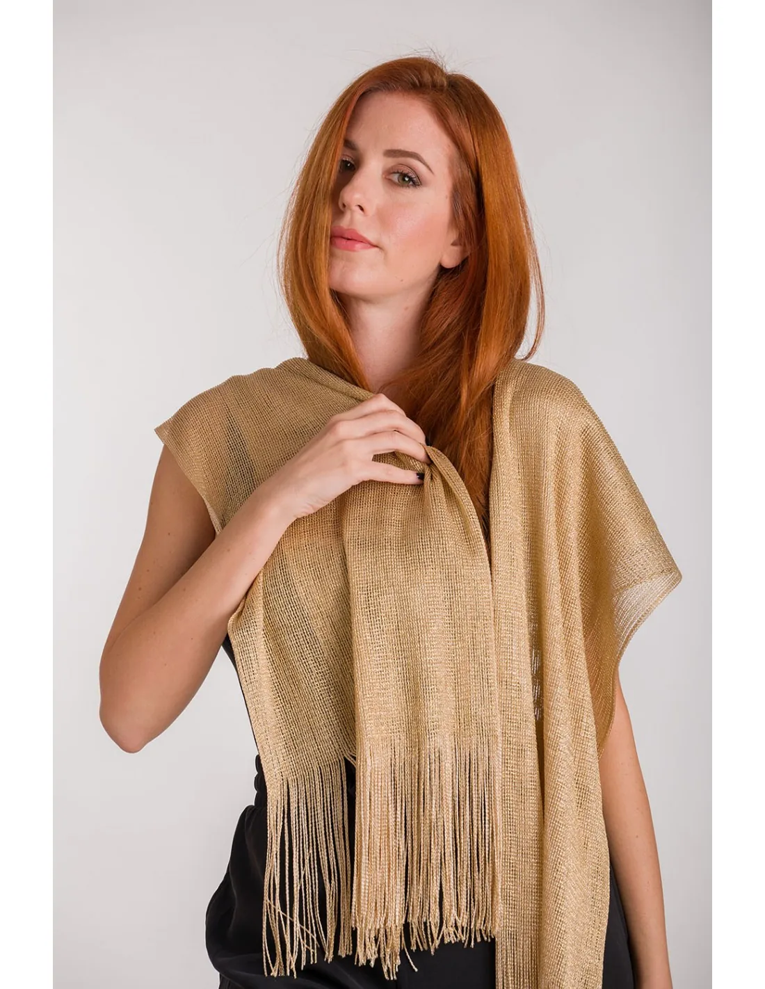 Εσαρπα μεταλιζε διχτυ - Χρυσό resort wear προϊόν για καλοκαιρινές resort εμφανίσεις