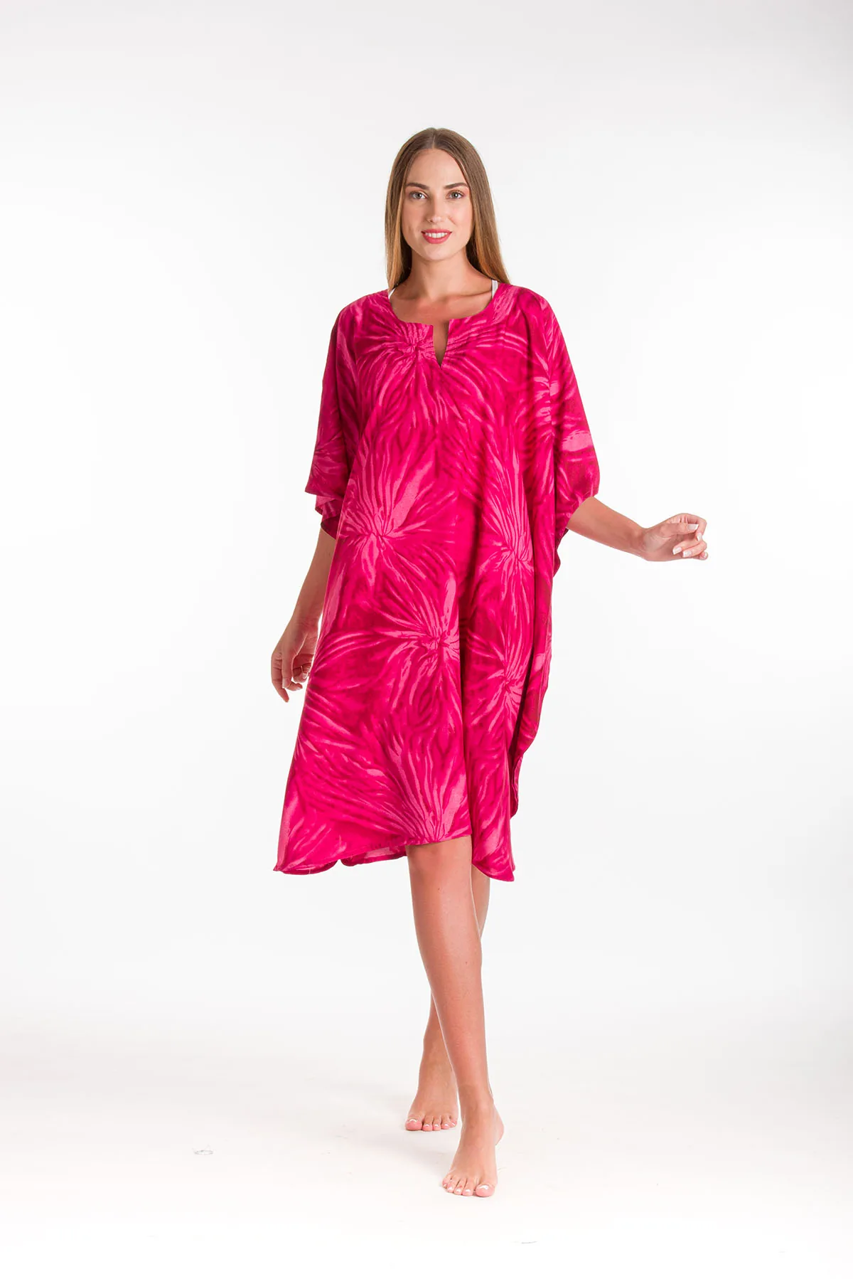 Καφτανι 3/4 mmf silk touch - Φούξια καφτάνι παραλίας για καλοκαιρινές resort εμφανίσεις