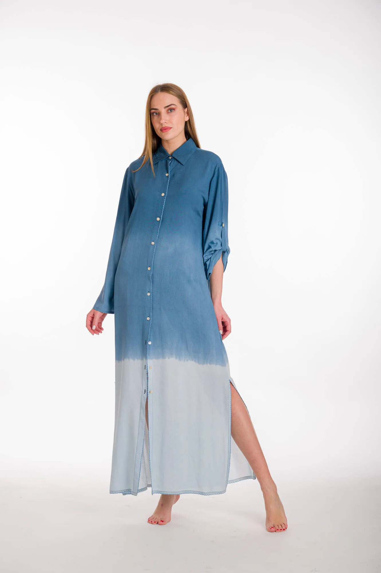 Πουκαμισα viscose- tunic - φορεμα - Γαλάζιο;Μπλέ resort wear προϊόν για καλοκαιρινές resort εμφανίσεις