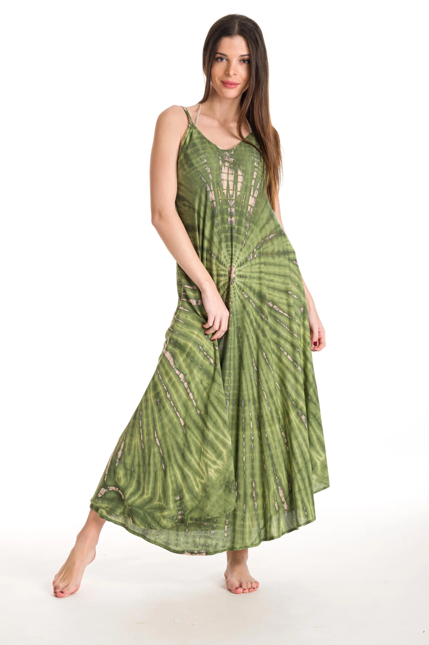 Φορεμα αμανικο μακρυ viscose tie dye - Γκρί παρεό παραλίας για καλοκαιρινές resort εμφανίσεις