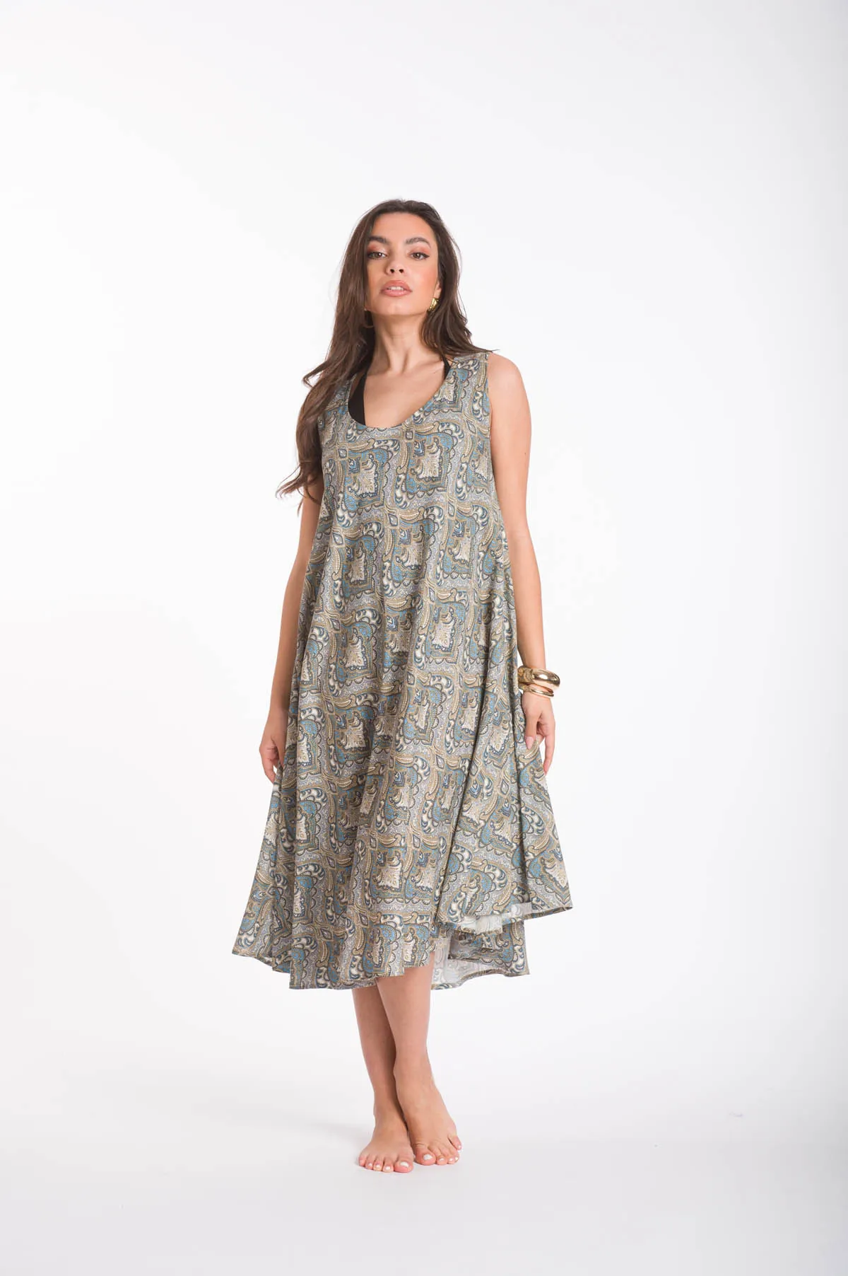 Φορεμα oval viscose - Γκρί φόρεμα παραλίας για καλοκαιρινές resort εμφανίσεις