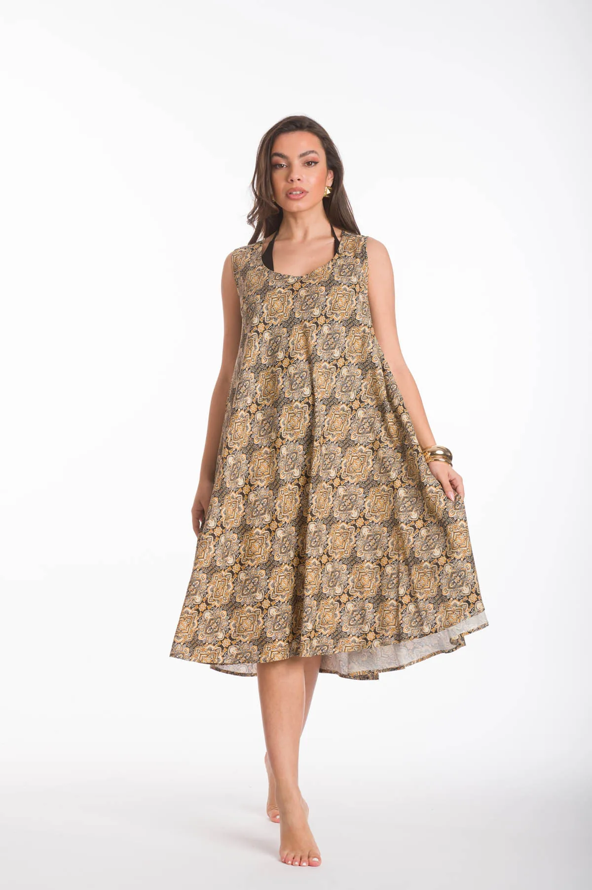 Φορεμα oval viscose - Καφέ παρεό παραλίας για καλοκαιρινές resort εμφανίσεις