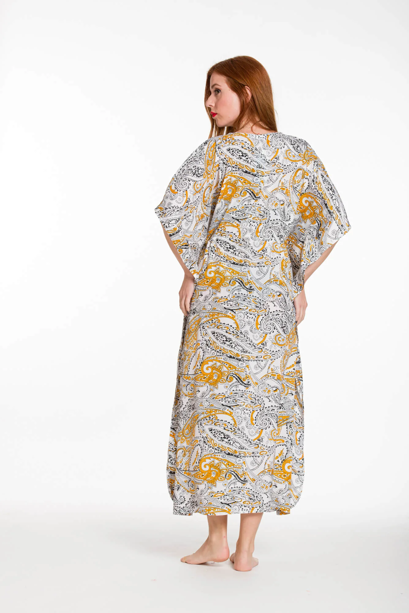Καφτανι art. silk με adjuster - Κίτρινο;Άσπρο καφτάνι παραλίας για καλοκαιρινές resort εμφανίσεις