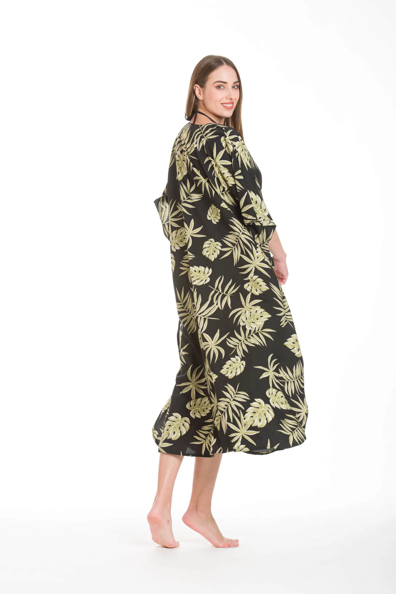 Καφτανι mmf silk touch - Μαύρο;Χακί καφτάνι παραλίας για καλοκαιρινές resort εμφανίσεις