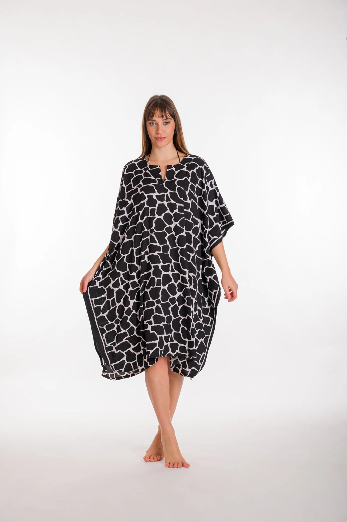 Καφτανι 3/4 mmf silk touch - Μαύρο καφτάνι παραλίας για καλοκαιρινές resort εμφανίσεις