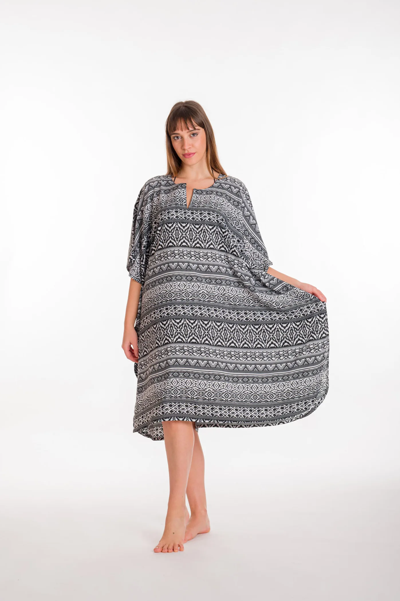 Καφτανι 3/4 mmf silk touch - Μαύρο καφτάνι παραλίας για καλοκαιρινές resort εμφανίσεις
