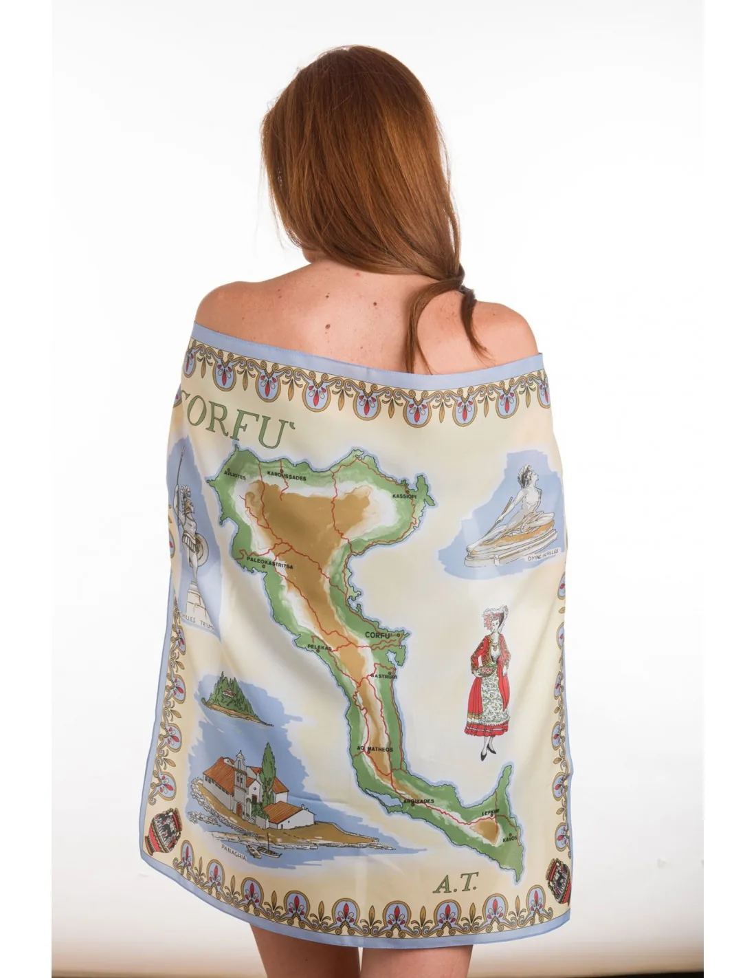 Μαντηλι τετραγωνο κερκυρα - Μπέζ resort wear προϊόν για καλοκαιρινές resort εμφανίσεις