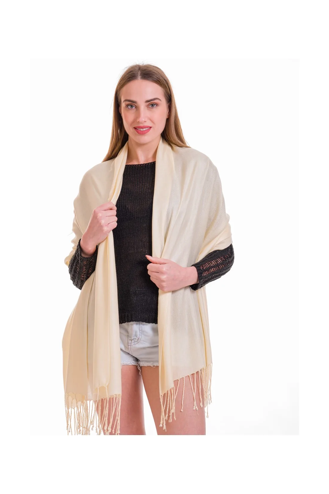 Μπέζ πασμίνα βισκόζ - resort wear προϊόν από βισκόζ για καλοκαιρινές resort εμφανίσεις