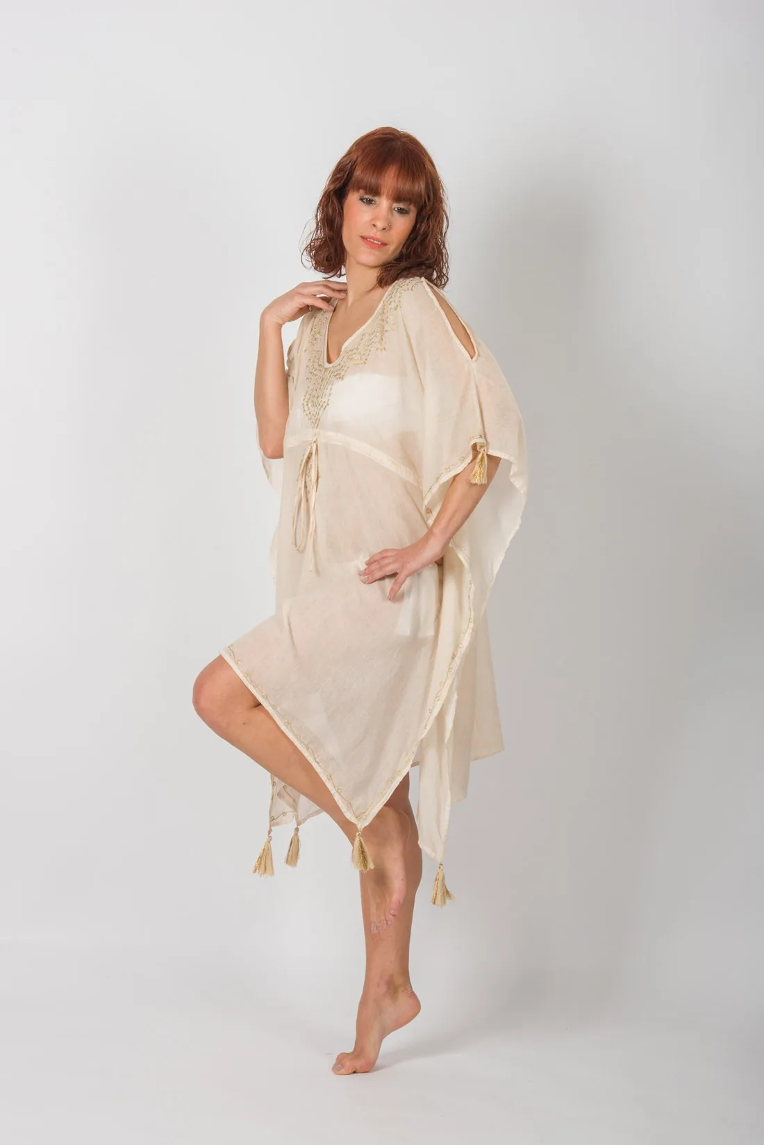 Ποντσο βαμβακερο πετροπλυμενο off shoulder - Μπέζ πόντσο παραλίας από βισκόζ για καλοκαιρινές resort εμφανίσεις
