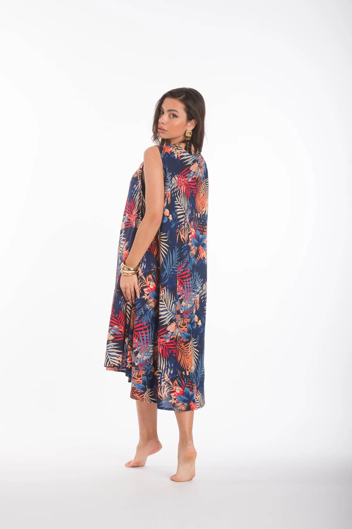 Φορεμα oval viscose - Μπλέ φόρεμα παραλίας για καλοκαιρινές resort εμφανίσεις