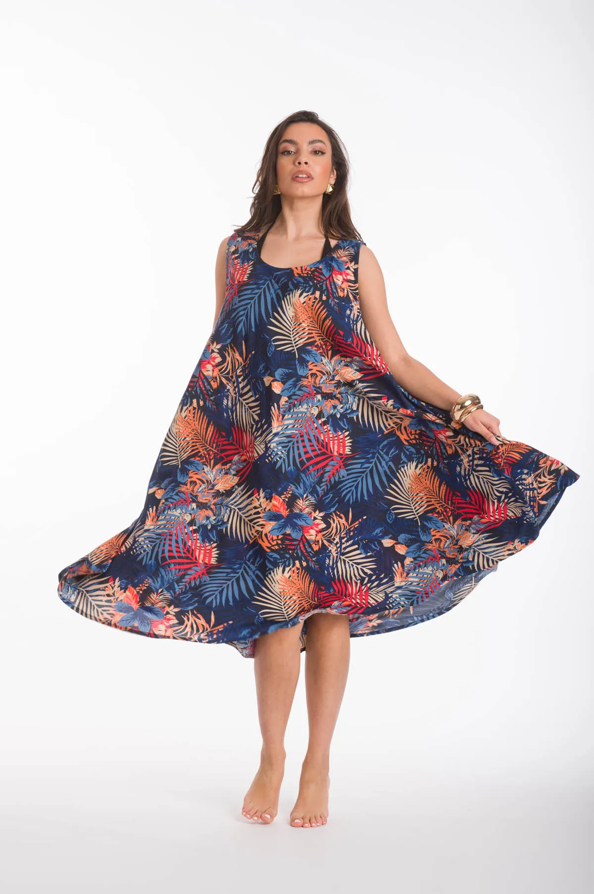 Φορεμα oval viscose - Μπλέ φόρεμα παραλίας για καλοκαιρινές resort εμφανίσεις
