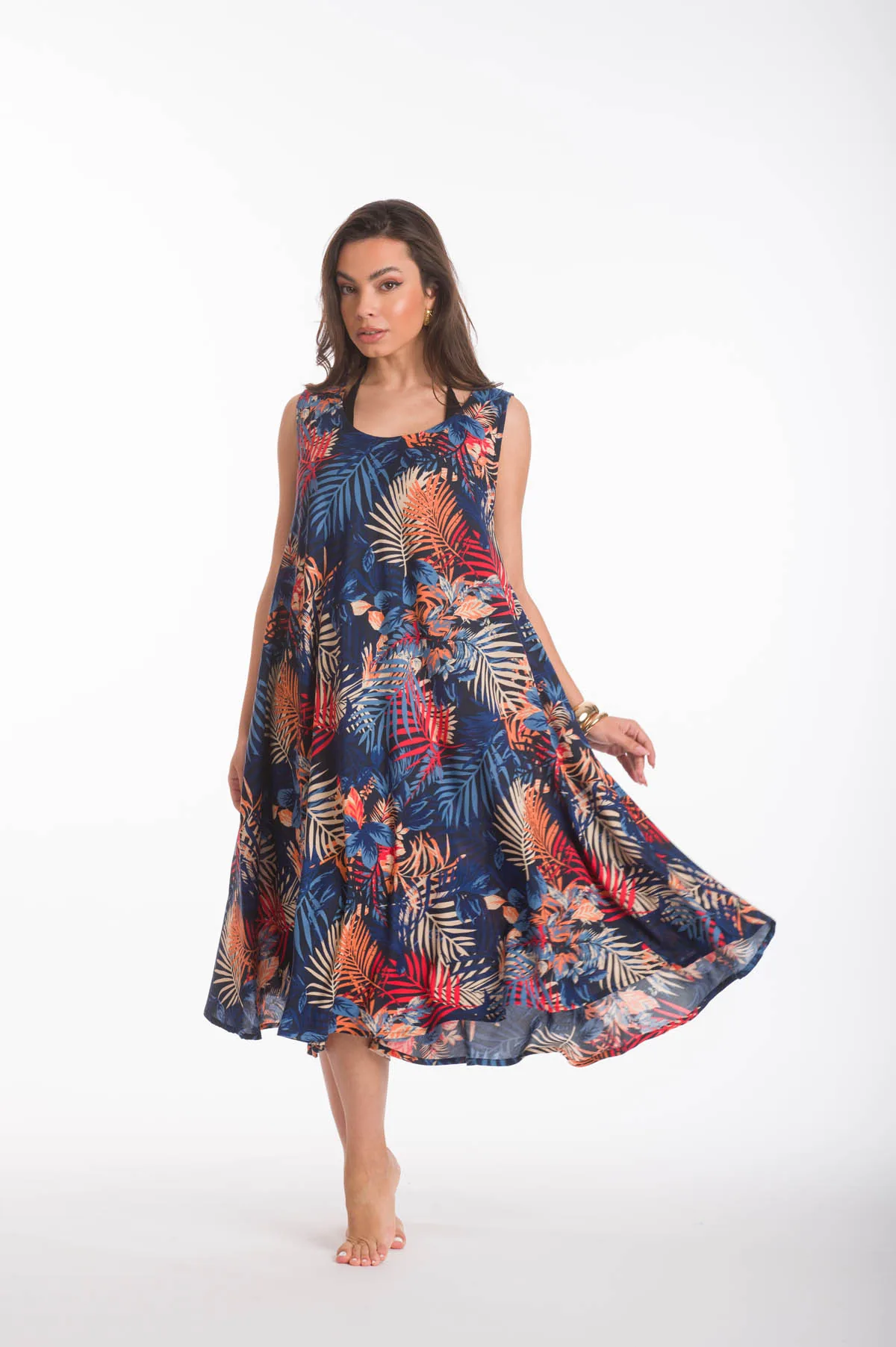 Φορεμα oval viscose - Μπλέ φόρεμα παραλίας για καλοκαιρινές resort εμφανίσεις