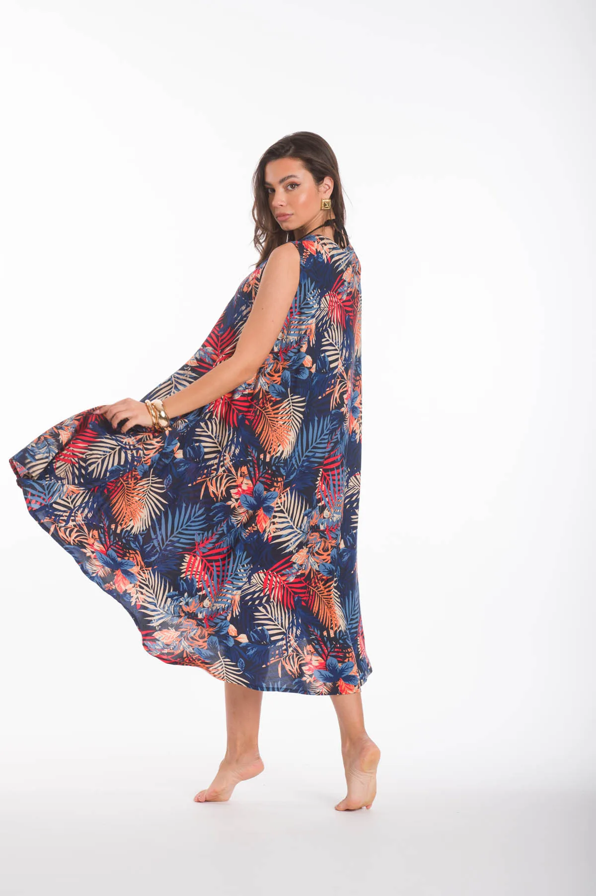 Φορεμα oval viscose - Μπλέ φόρεμα παραλίας για καλοκαιρινές resort εμφανίσεις