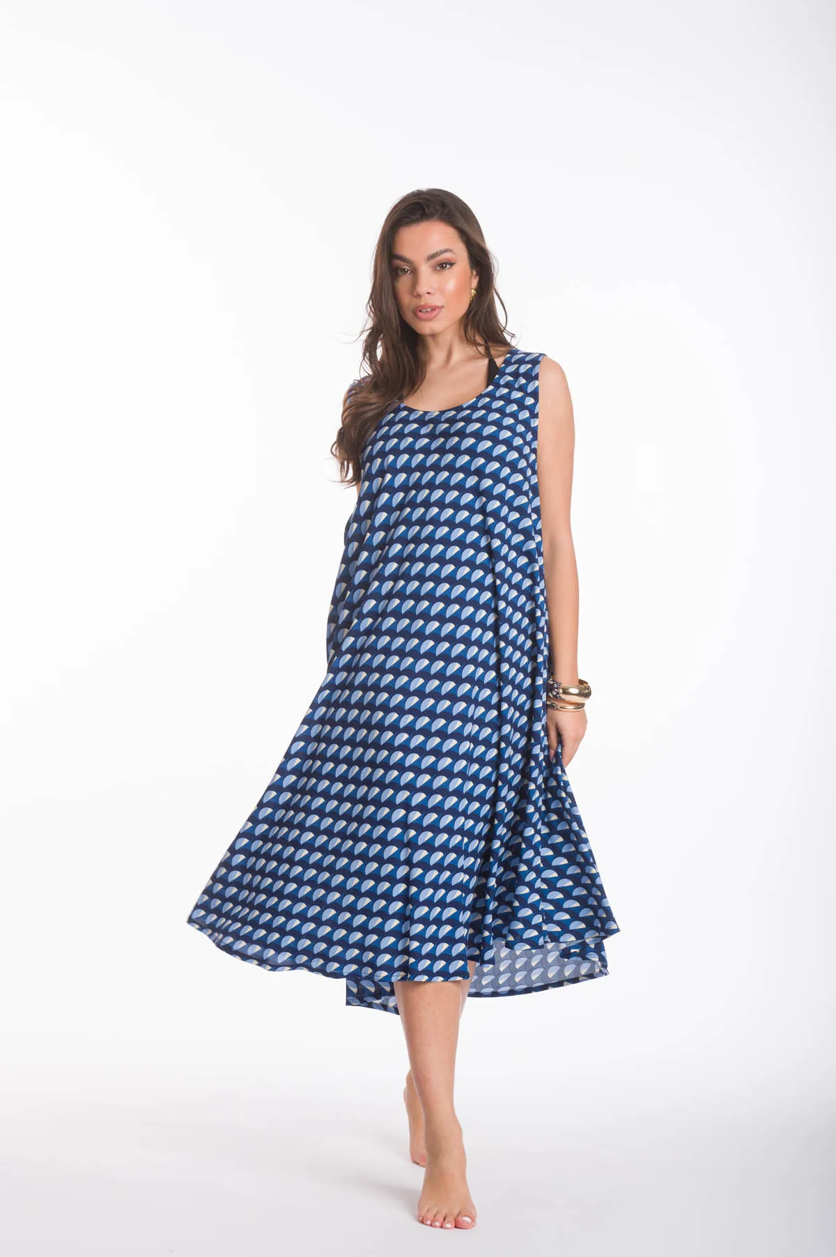 Φορεμα oval viscose - Μπλέ παρεό παραλίας για καλοκαιρινές resort εμφανίσεις