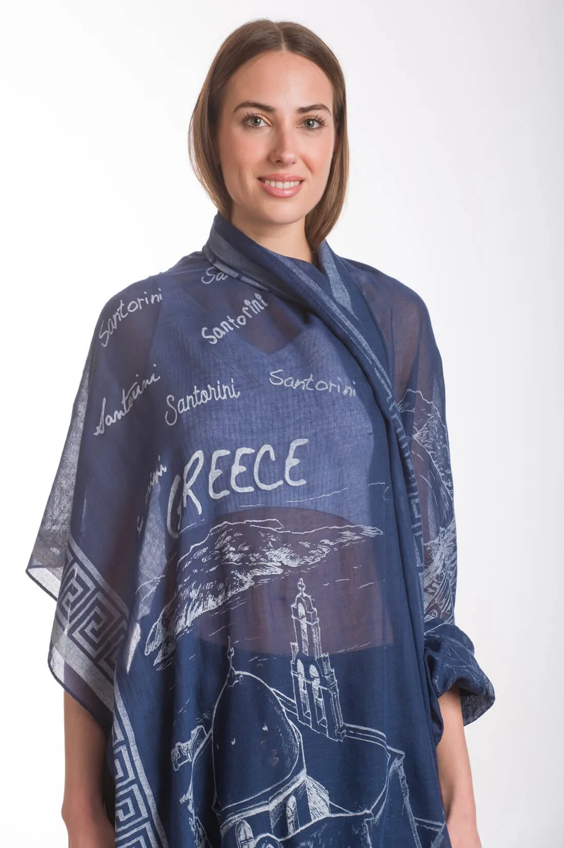 Φουλαρι βισκοζ σαντορινη - Μπλέ resort wear προϊόν για καλοκαιρινές resort εμφανίσεις