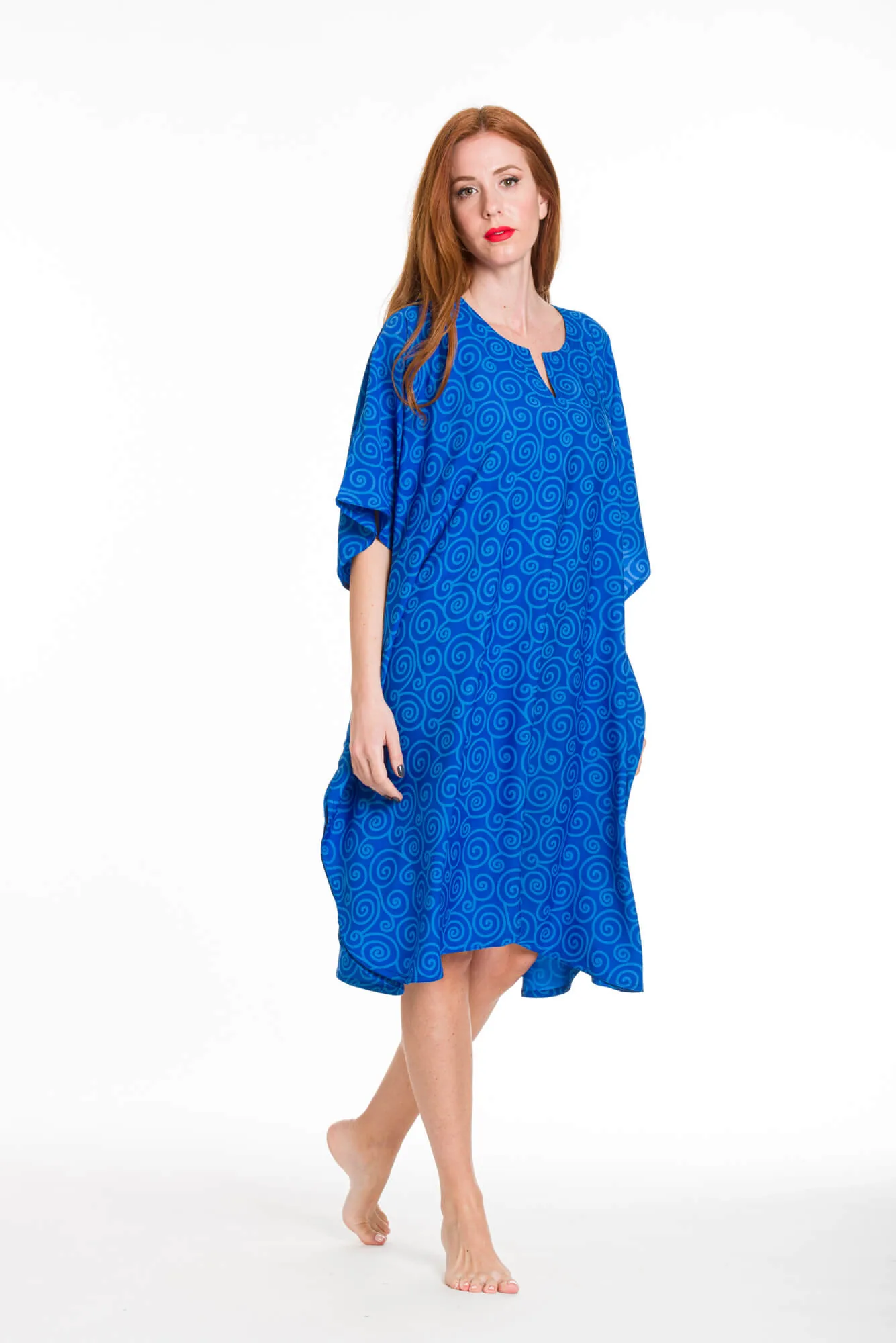 Καφτανι 3/4 mmf silk touch - Μπλέ καφτάνι παραλίας για καλοκαιρινές resort εμφανίσεις