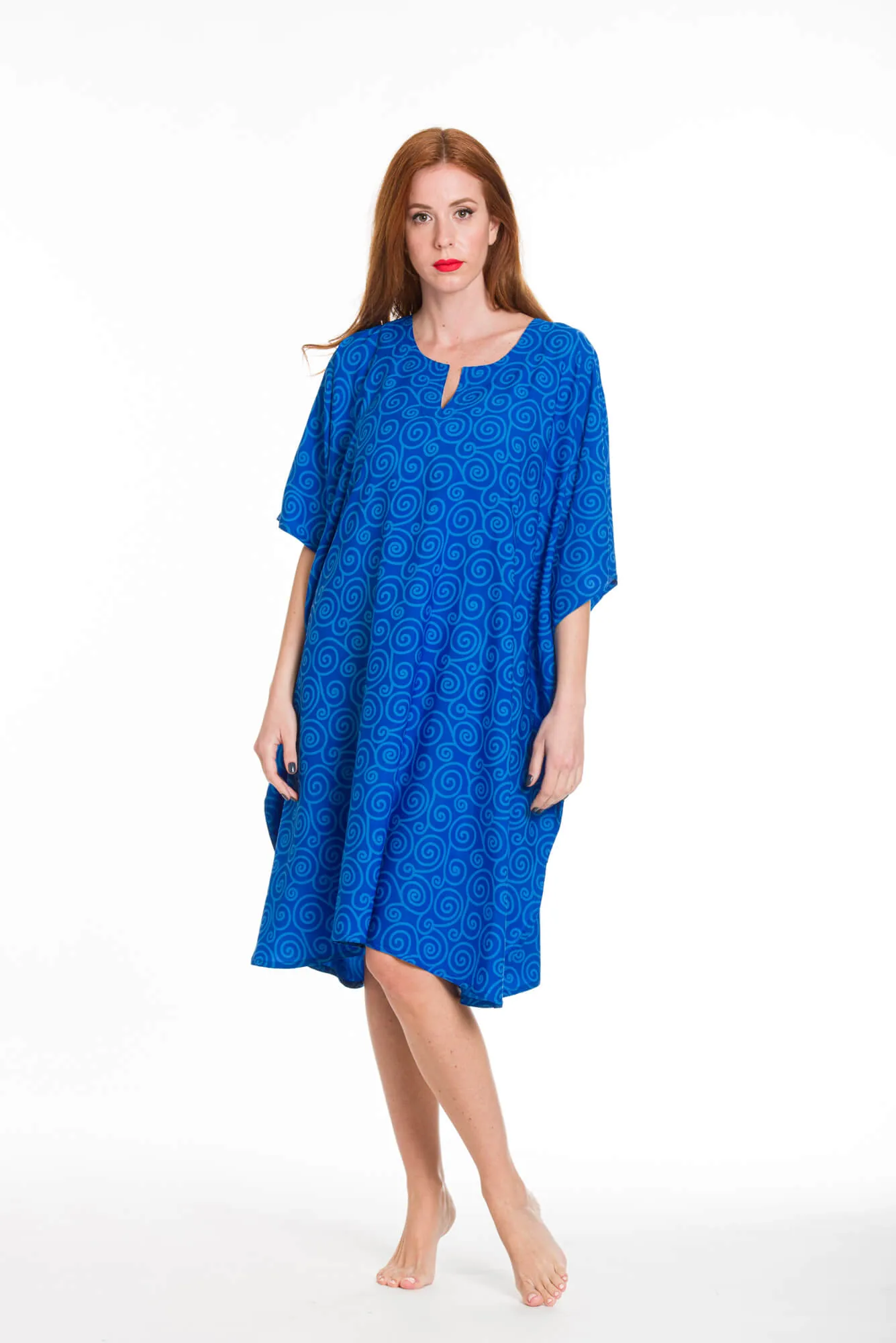Καφτανι 3/4 mmf silk touch - Μπλέ καφτάνι παραλίας για καλοκαιρινές resort εμφανίσεις