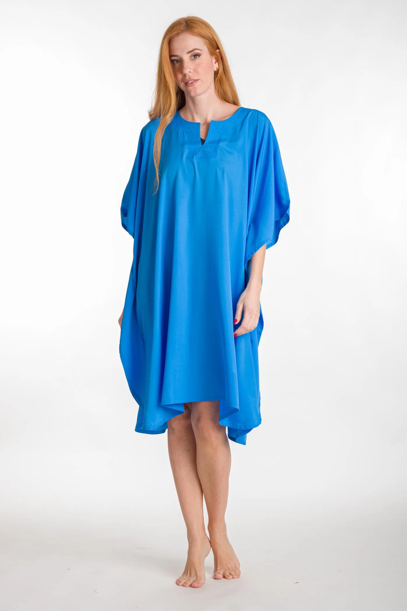 Καφτανι 3/4 mmf silk touch - Μπλέ καφτάνι παραλίας για καλοκαιρινές resort εμφανίσεις