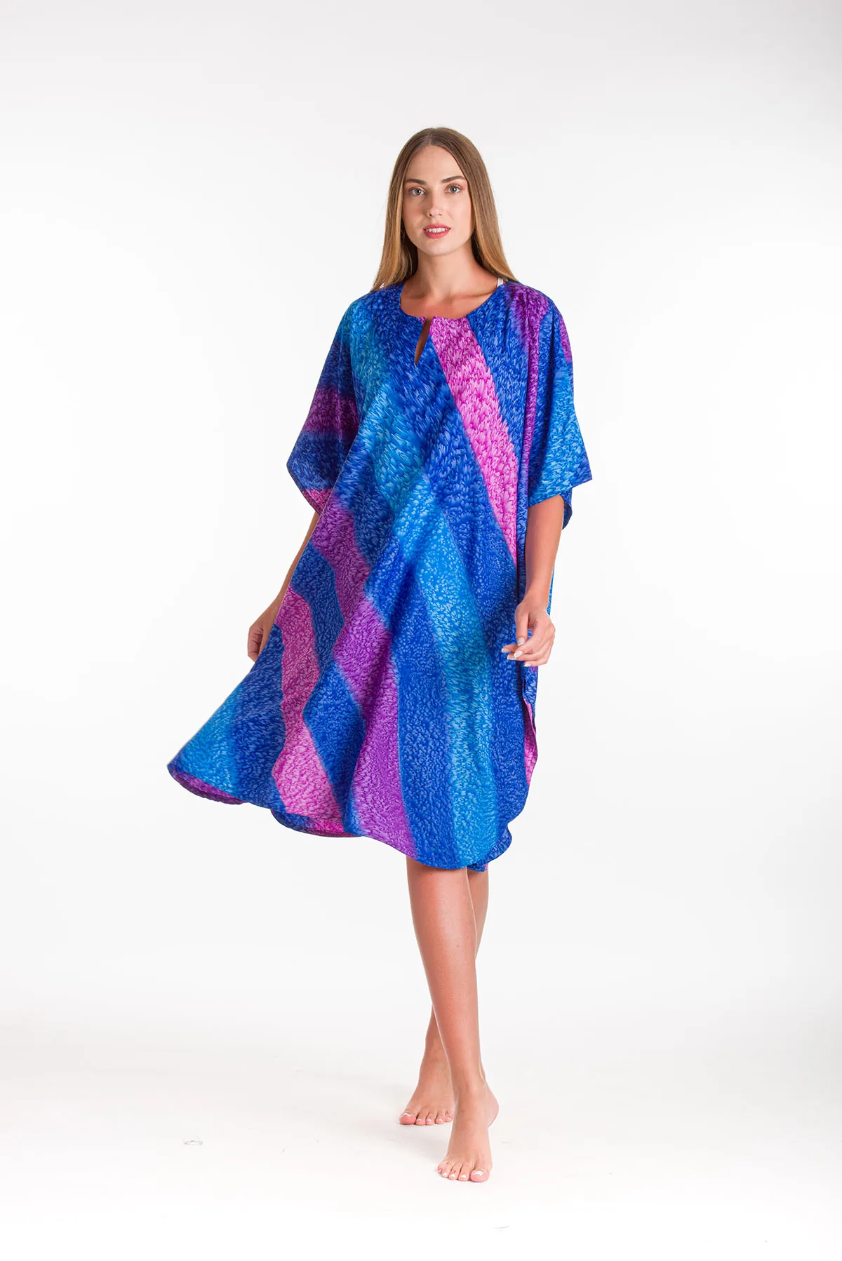 Καφτανι 3/4 mmf silk touch - Μπλέ;Μώβ καφτάνι παραλίας για καλοκαιρινές resort εμφανίσεις