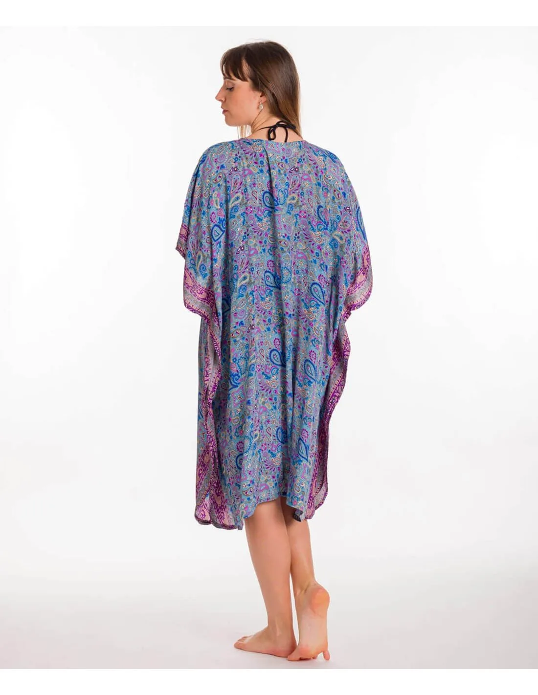 Καφτανι art. silk με adjuster - Μπλέ;Μώβ καφτάνι παραλίας για καλοκαιρινές resort εμφανίσεις
