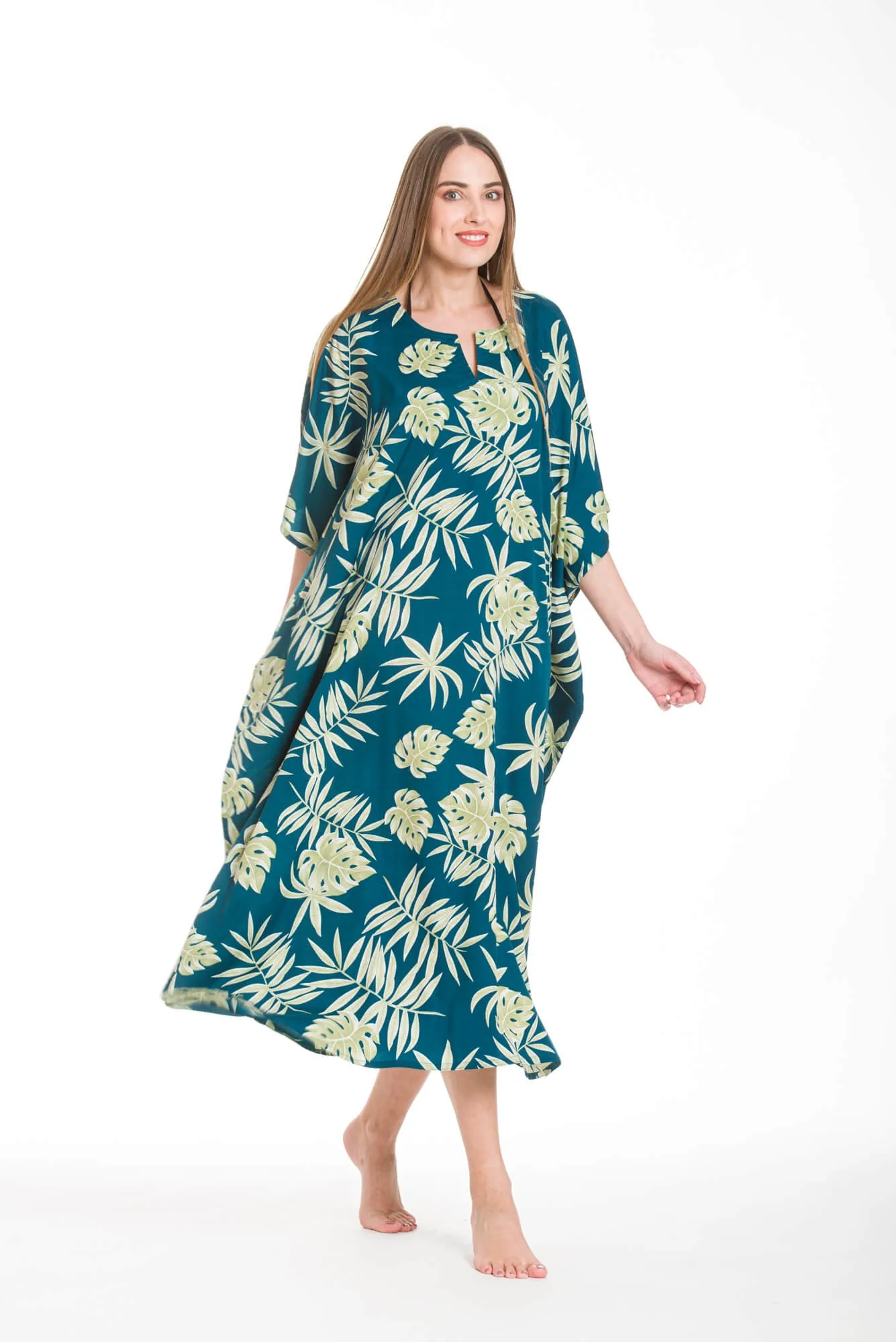 Καφτανι mmf silk touch - καφτάνια-παρεό - kaftania.gr - Μπλέ;Πράσινο καφτάνι παραλίας για καλοκαιρινές resort εμφανίσεις