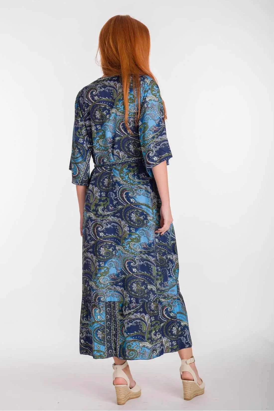 Κιμονο art. silk maxi με δεσιμο - Μπλέ;Τυρκουάζ resort wear προϊόν για καλοκαιρινές resort εμφανίσεις