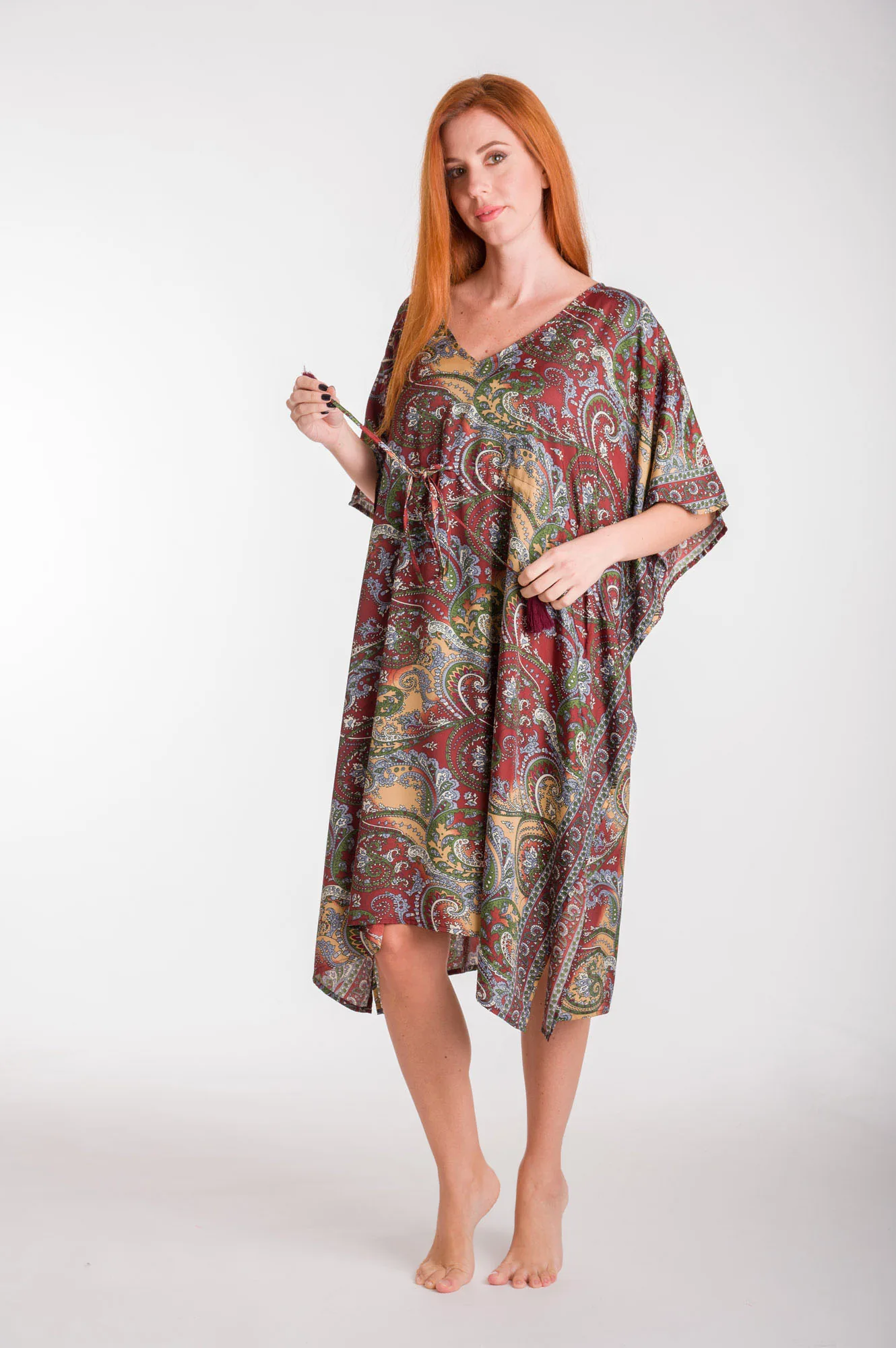 Καφτανι art. silk με adjuster - Μπορντό καφτάνι παραλίας για καλοκαιρινές resort εμφανίσεις