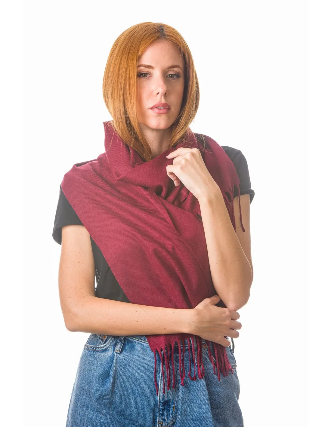 Μπορντό unisex ακρυλικό κασκόλ - resort wear προϊόν για καλοκαιρινές resort εμφανίσεις