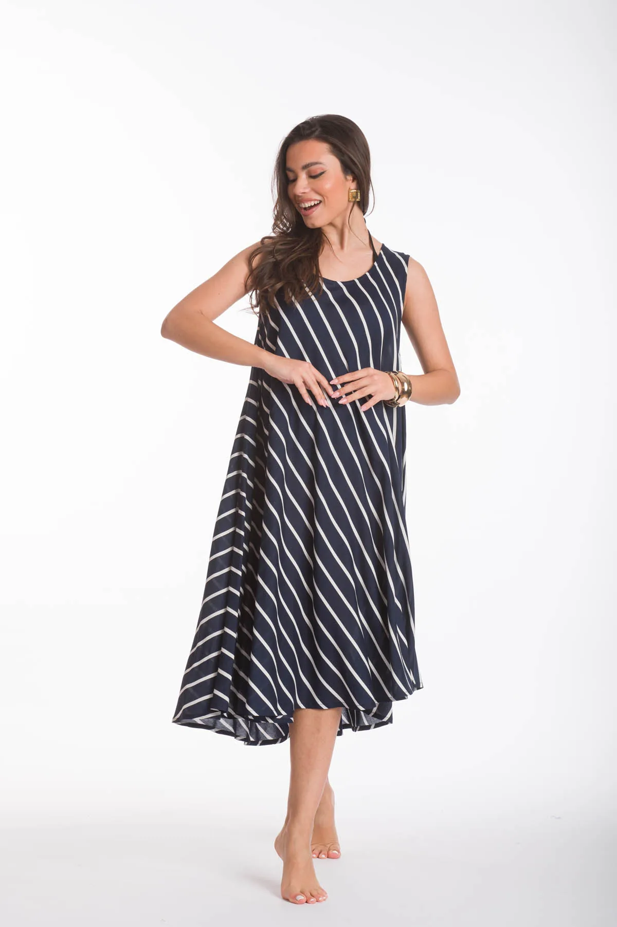 Φορεμα oval viscose - Navy Blue φόρεμα παραλίας για καλοκαιρινές resort εμφανίσεις