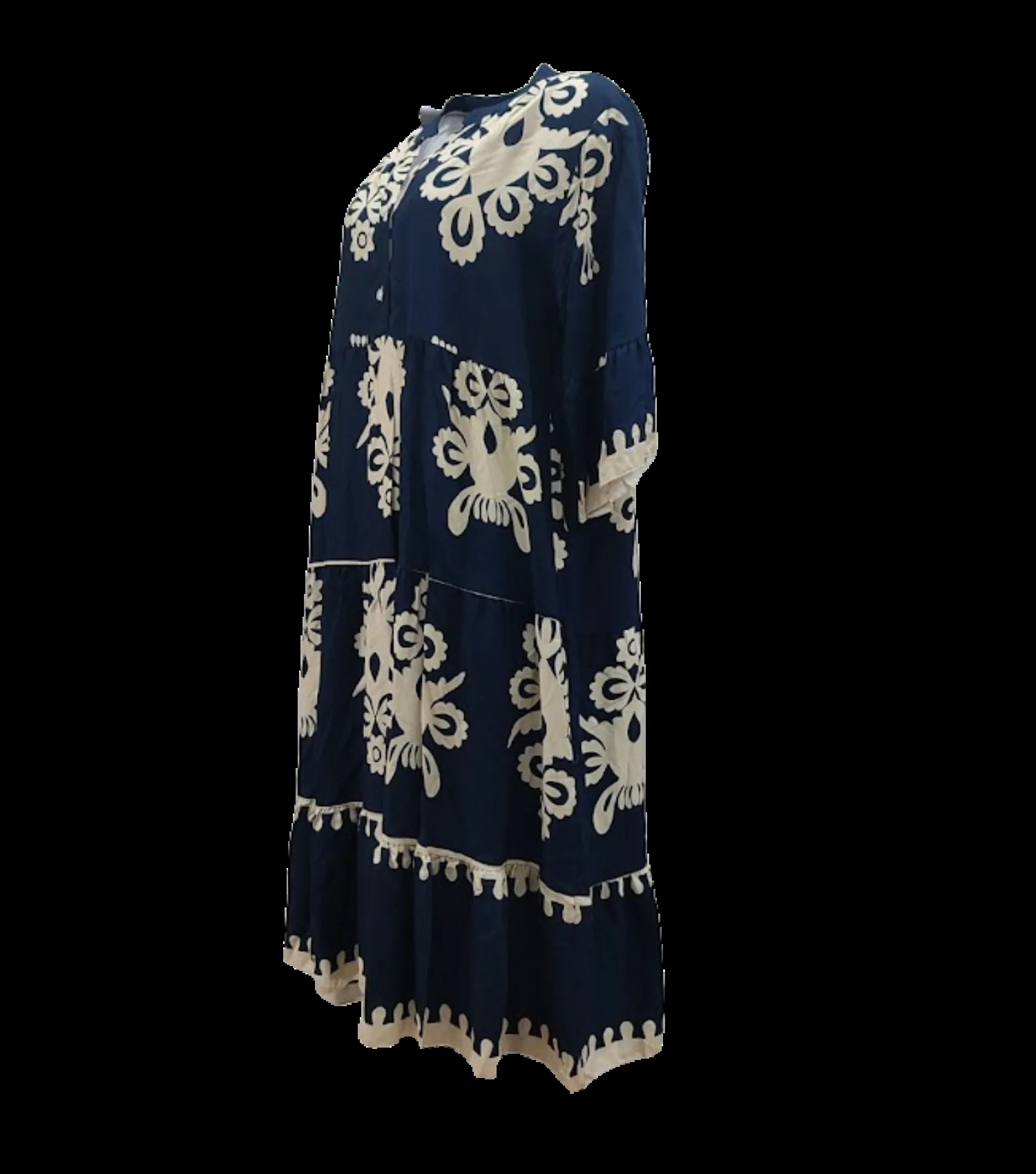 Navy blue καφτάνι - πουκαμισοφορεμα βισκοζ με τρουακαρ μανικι - Navy Blue;Μπέζ φόρεμα παραλίας από βισκόζ για καλοκαιρινές resort εμφανίσεις