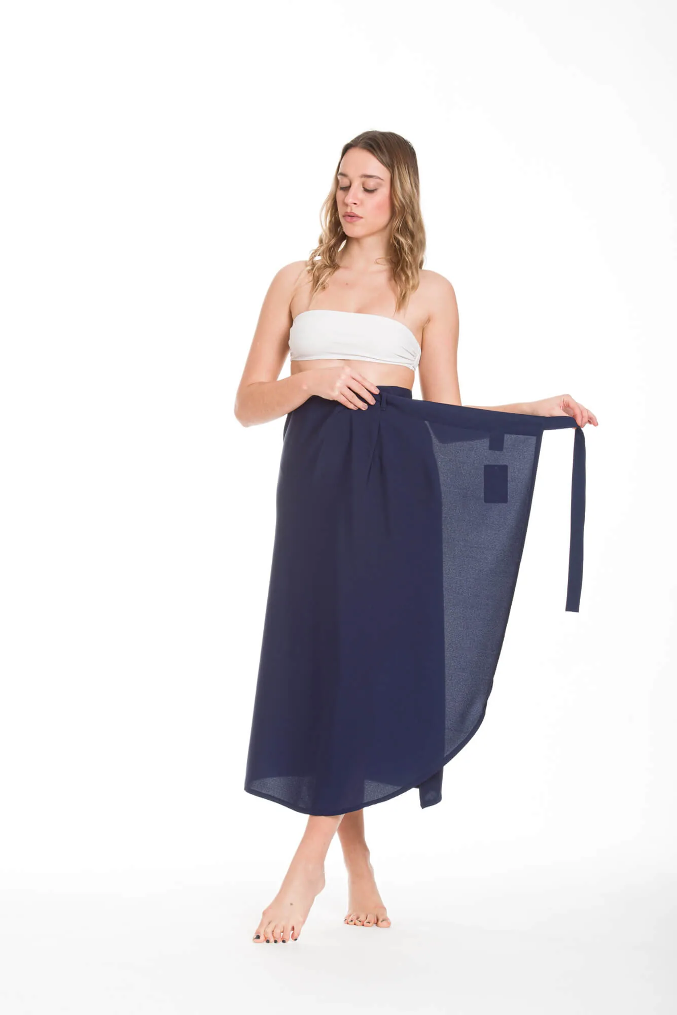 Παρεο φουστα με δεσιμο κρουαζε - Navy Blue παρεό παραλίας για καλοκαιρινές resort εμφανίσεις