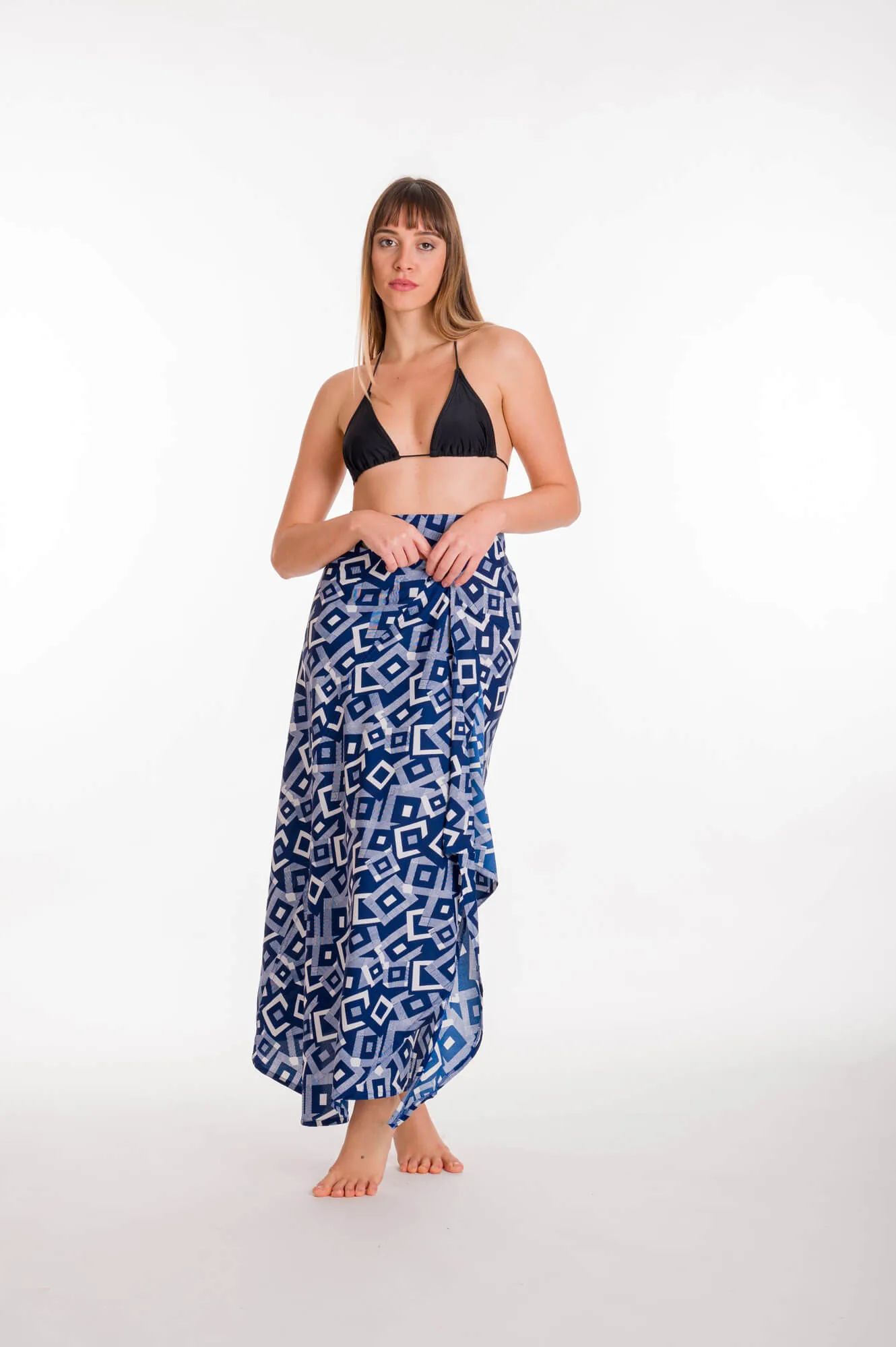 Παρεο φουστα με δεσιμο κρουαζε - Navy Blue παρεό παραλίας για καλοκαιρινές resort εμφανίσεις