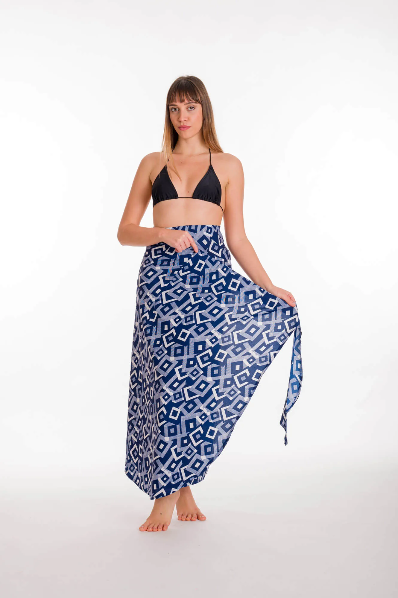 Παρεο φουστα με δεσιμο κρουαζε - Navy Blue παρεό παραλίας για καλοκαιρινές resort εμφανίσεις