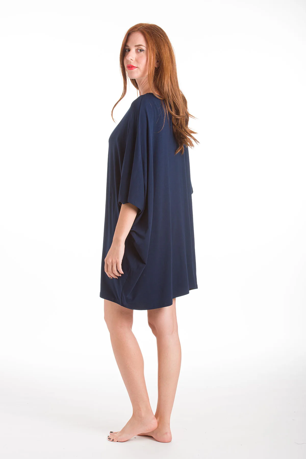 Ποντσο micromodal μονοχρωμο - Navy Blue πόντσο παραλίας για καλοκαιρινές resort εμφανίσεις