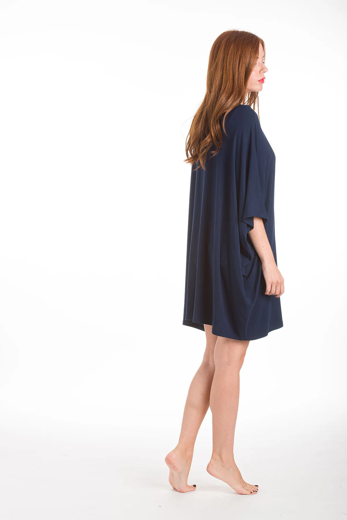 Ποντσο micromodal μονοχρωμο - Navy Blue πόντσο παραλίας για καλοκαιρινές resort εμφανίσεις