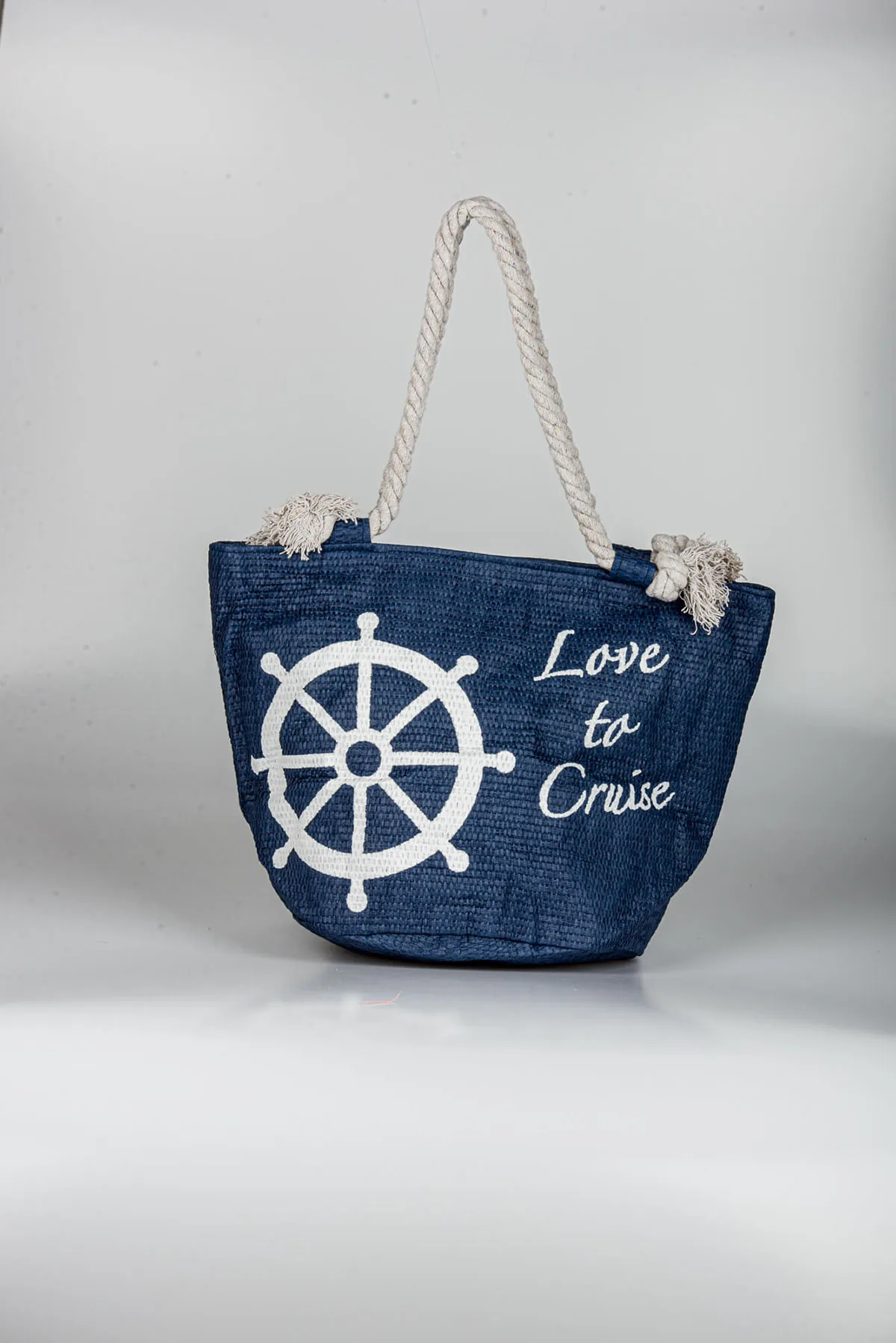 Τσαντα θαλασσης ψαθα με φερμουαρ - Navy Blue τσάντα θαλάσσης για καλοκαιρινές resort εμφανίσεις