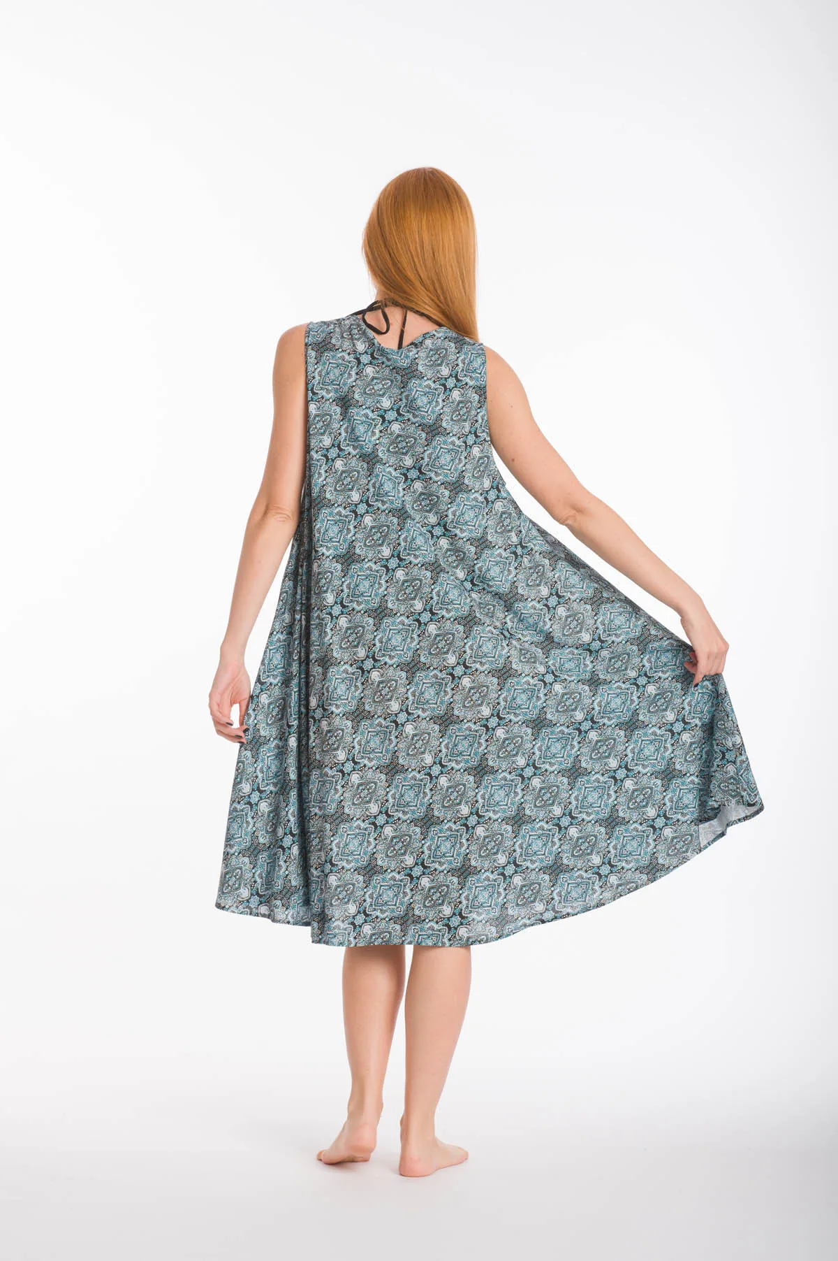 Φορεμα oval viscose - Πετρόλ φόρεμα παραλίας για καλοκαιρινές resort εμφανίσεις