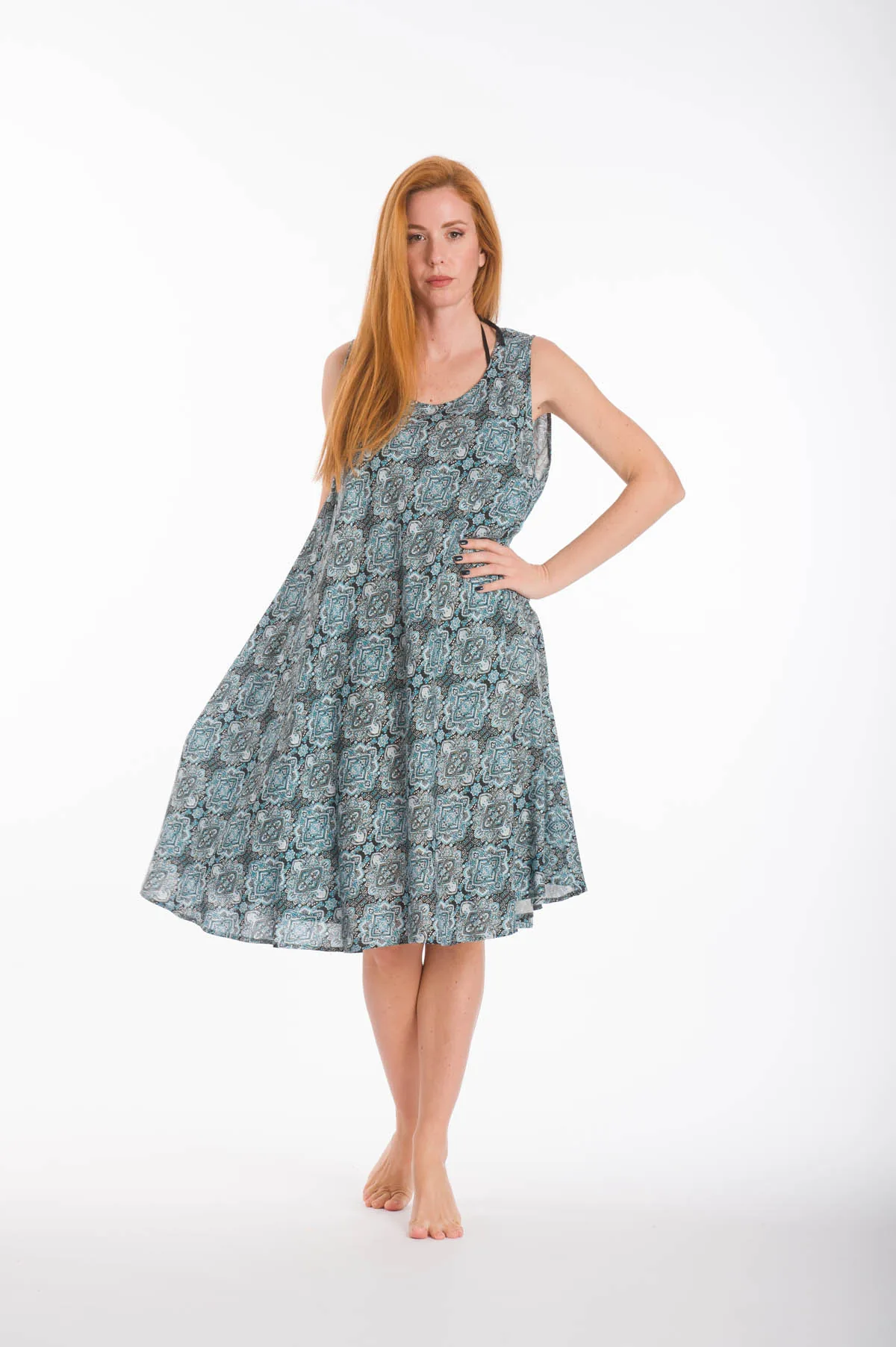 Φορεμα oval viscose - Πετρόλ φόρεμα παραλίας για καλοκαιρινές resort εμφανίσεις