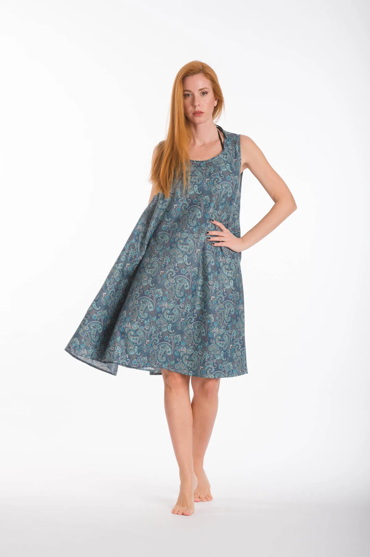 Φορεμα oval viscose - Πετρόλ παρεό παραλίας για καλοκαιρινές resort εμφανίσεις