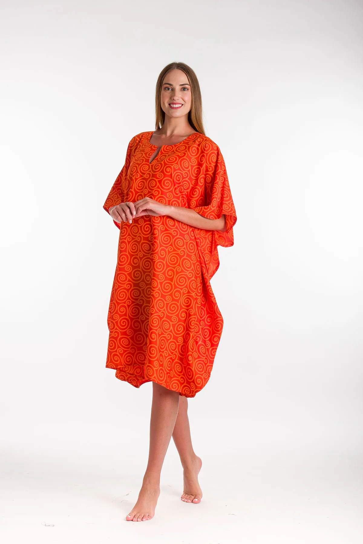 Καφτανι 3/4 mmf silk touch - Πορτοκαλί παρεό παραλίας για καλοκαιρινές resort εμφανίσεις