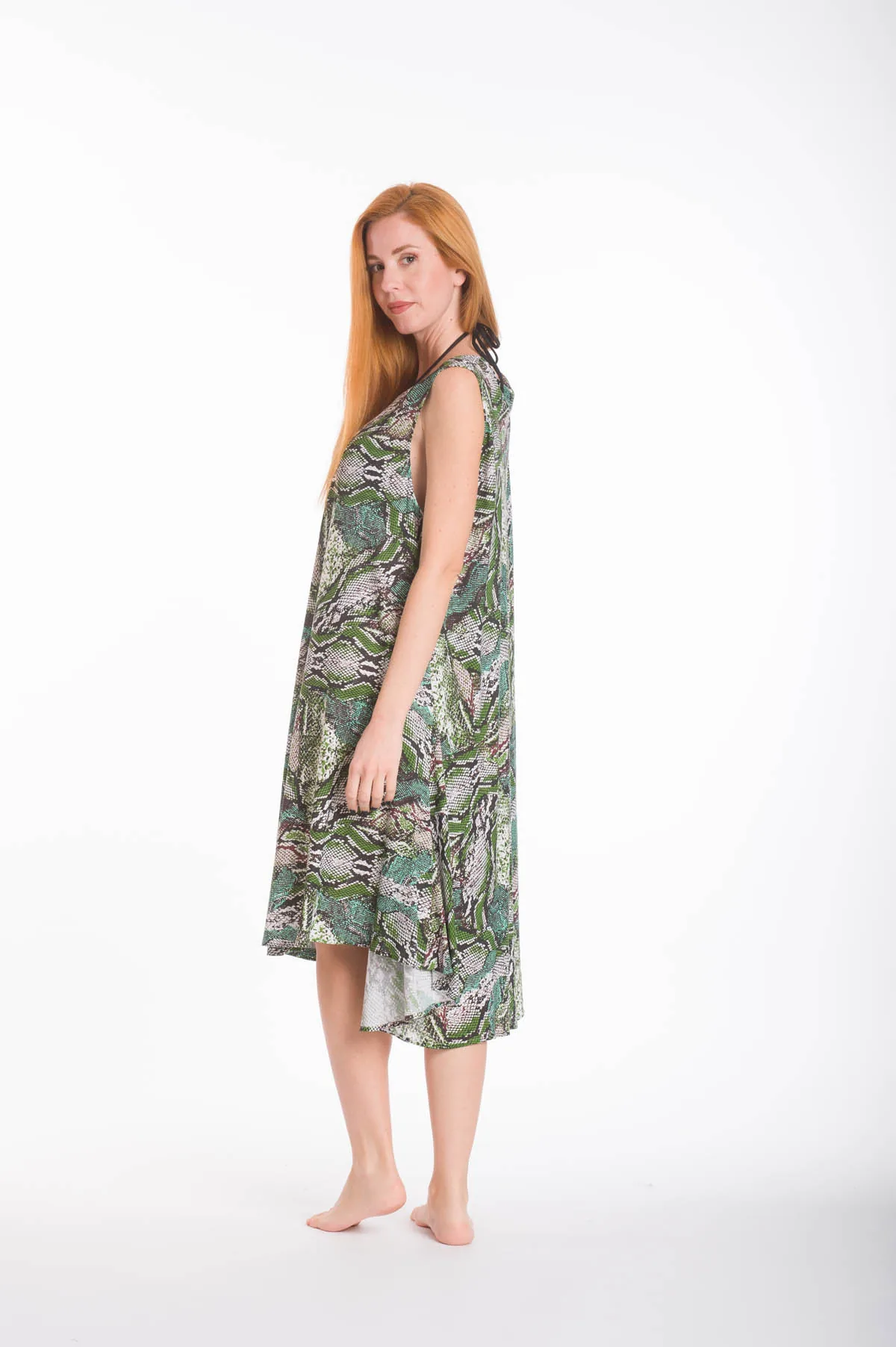 Φορεμα oval viscose - Πράσινο φόρεμα παραλίας για καλοκαιρινές resort εμφανίσεις
