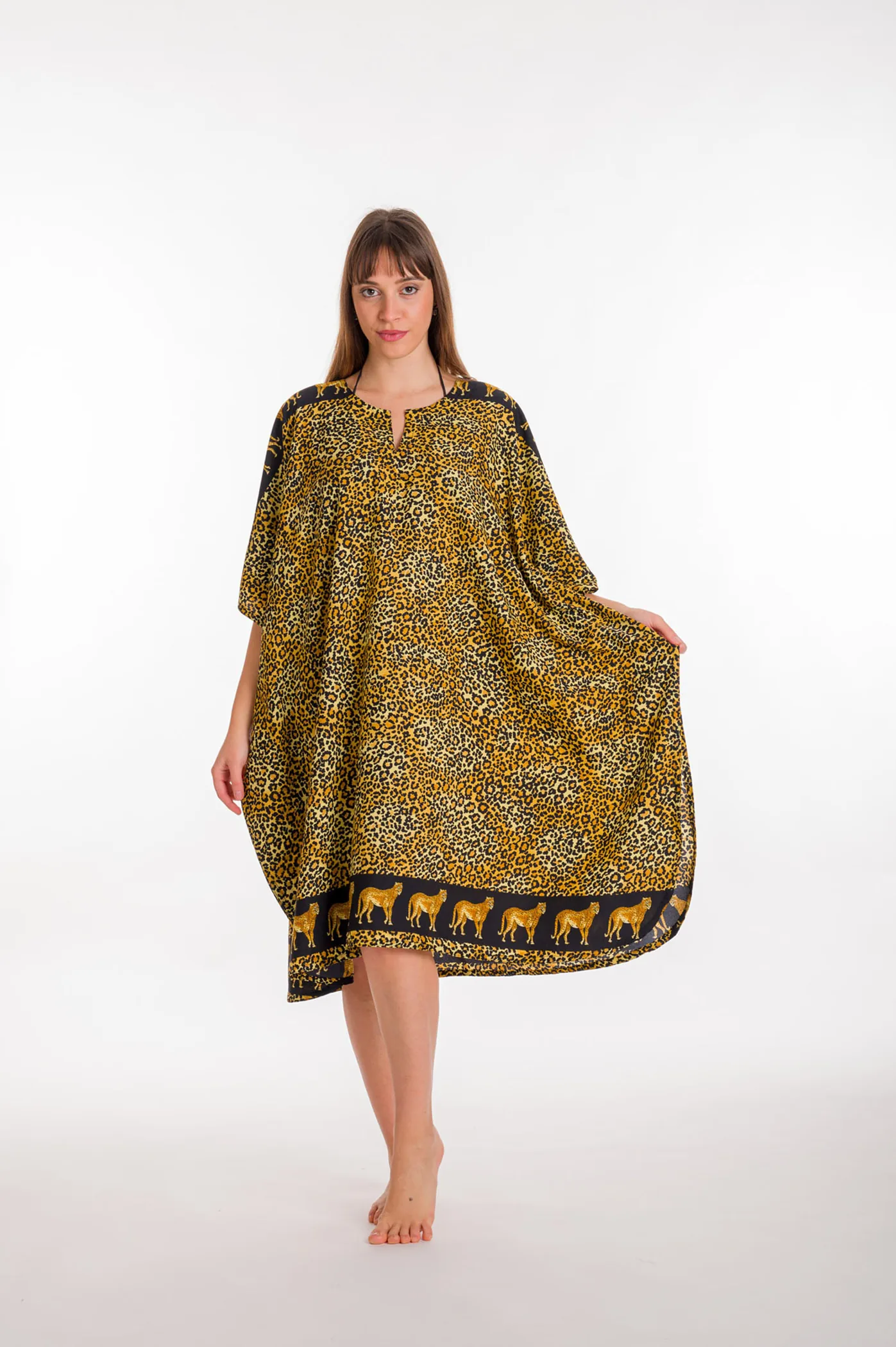 Καφτανι 3/4 mmf silk touch - Τιγρέ καφτάνι παραλίας για καλοκαιρινές resort εμφανίσεις