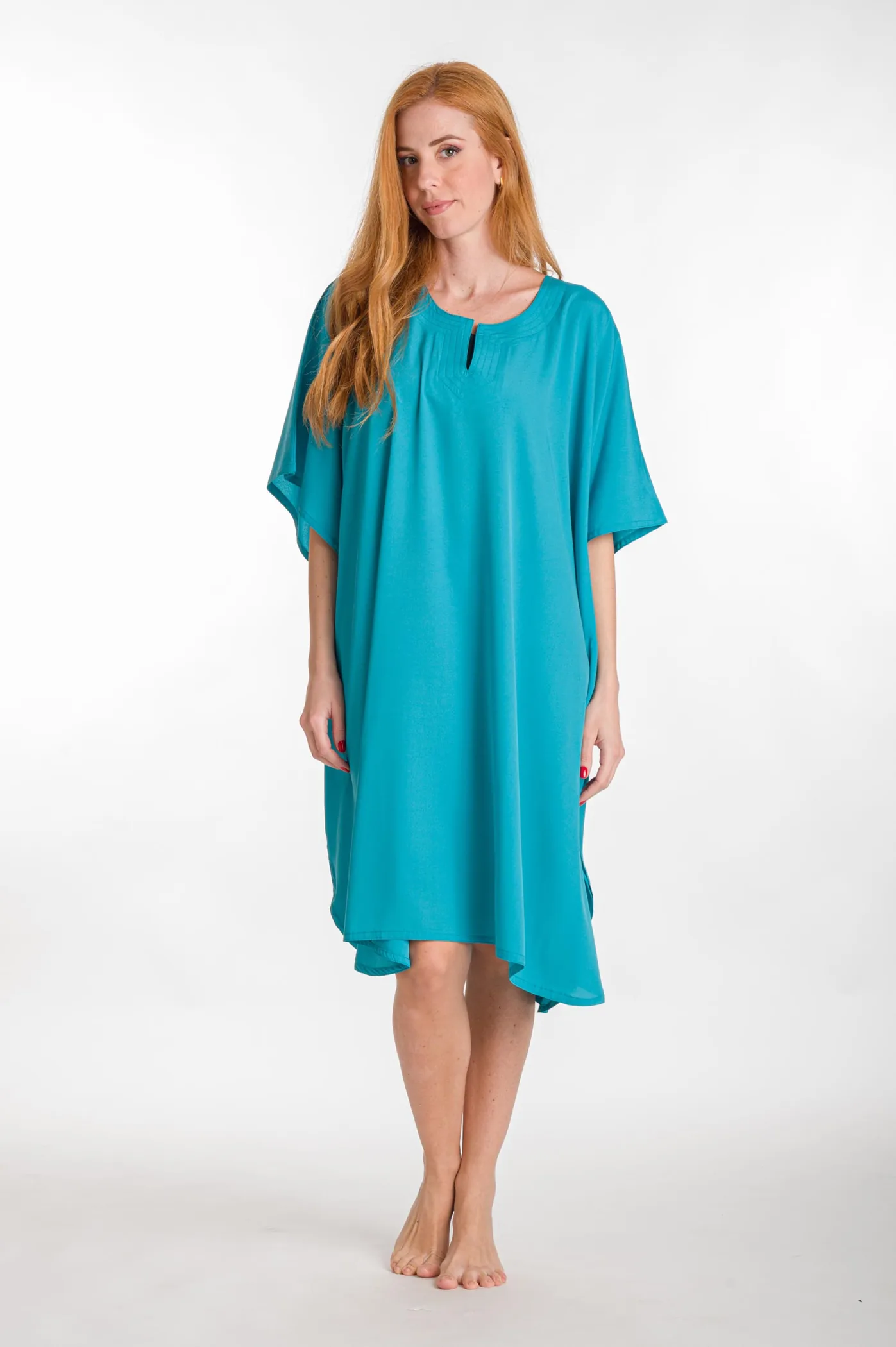 Καφτανι 3/4 mmf silk touch - Τυρκουάζ καφτάνι παραλίας για καλοκαιρινές resort εμφανίσεις