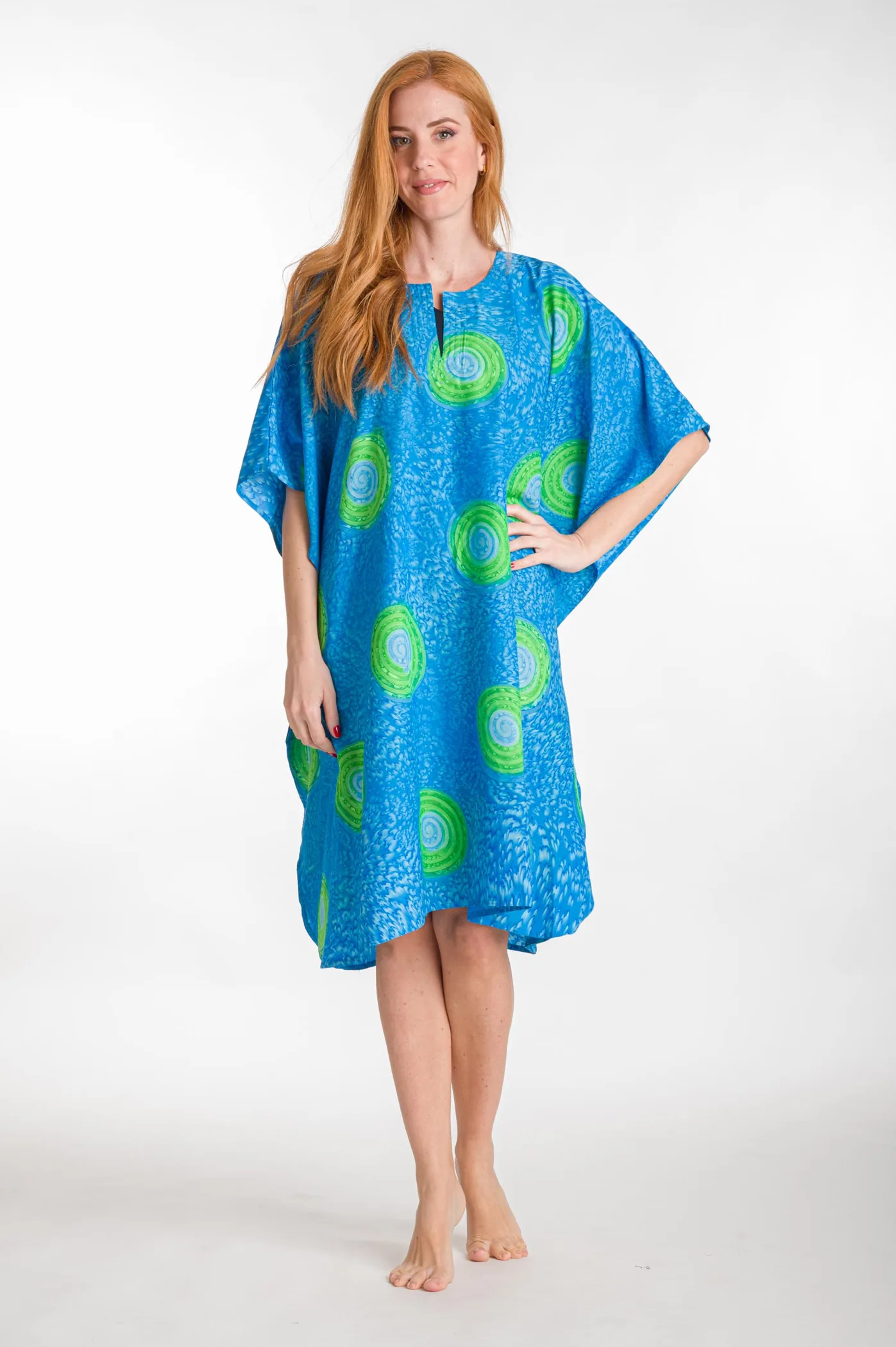 Καφτανι 3/4 mmf silk touch - Τυρκουάζ καφτάνι παραλίας για καλοκαιρινές resort εμφανίσεις